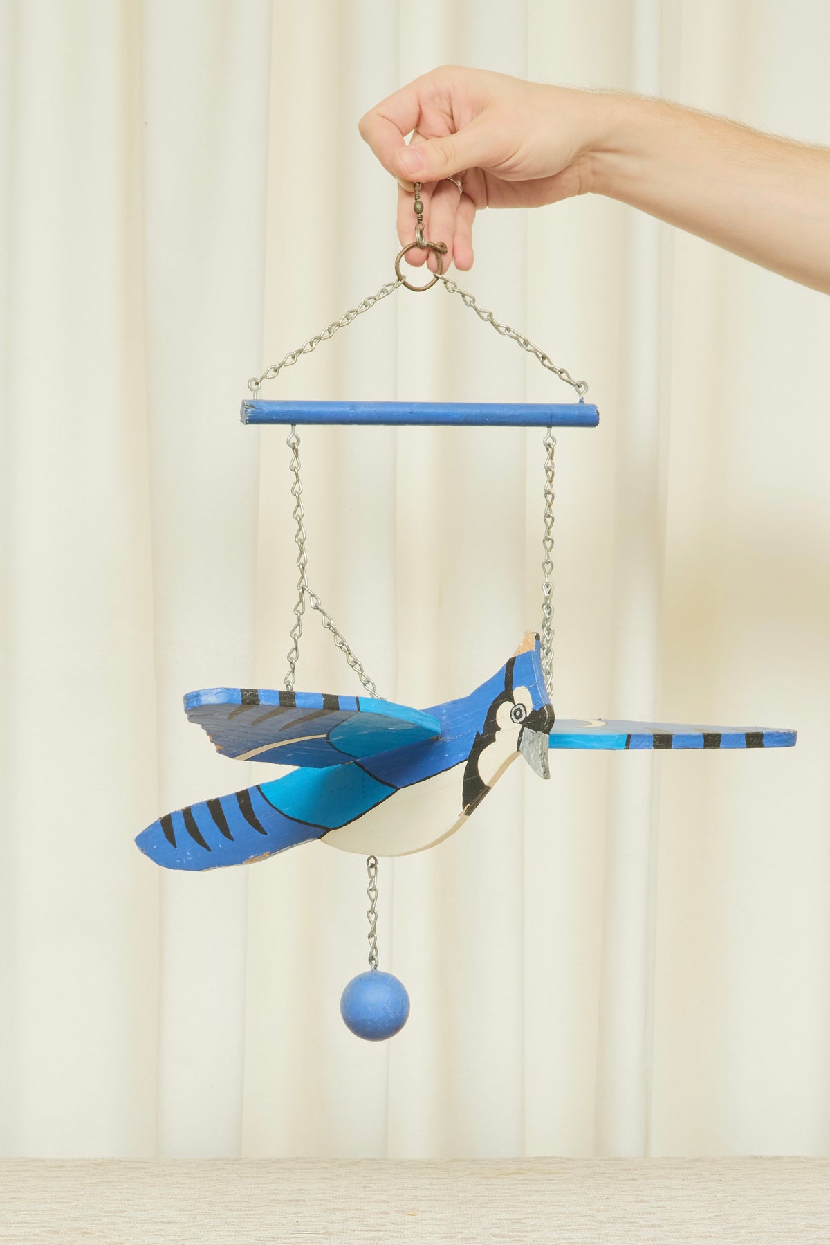 Vintage Folk Art Blue Jay Hanging
