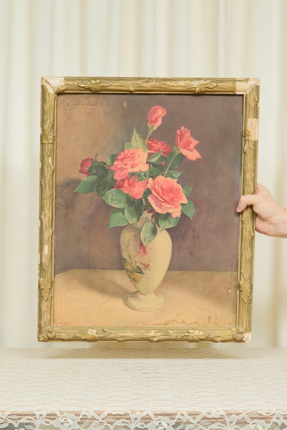 Vintage Framed Rose Print (1944)