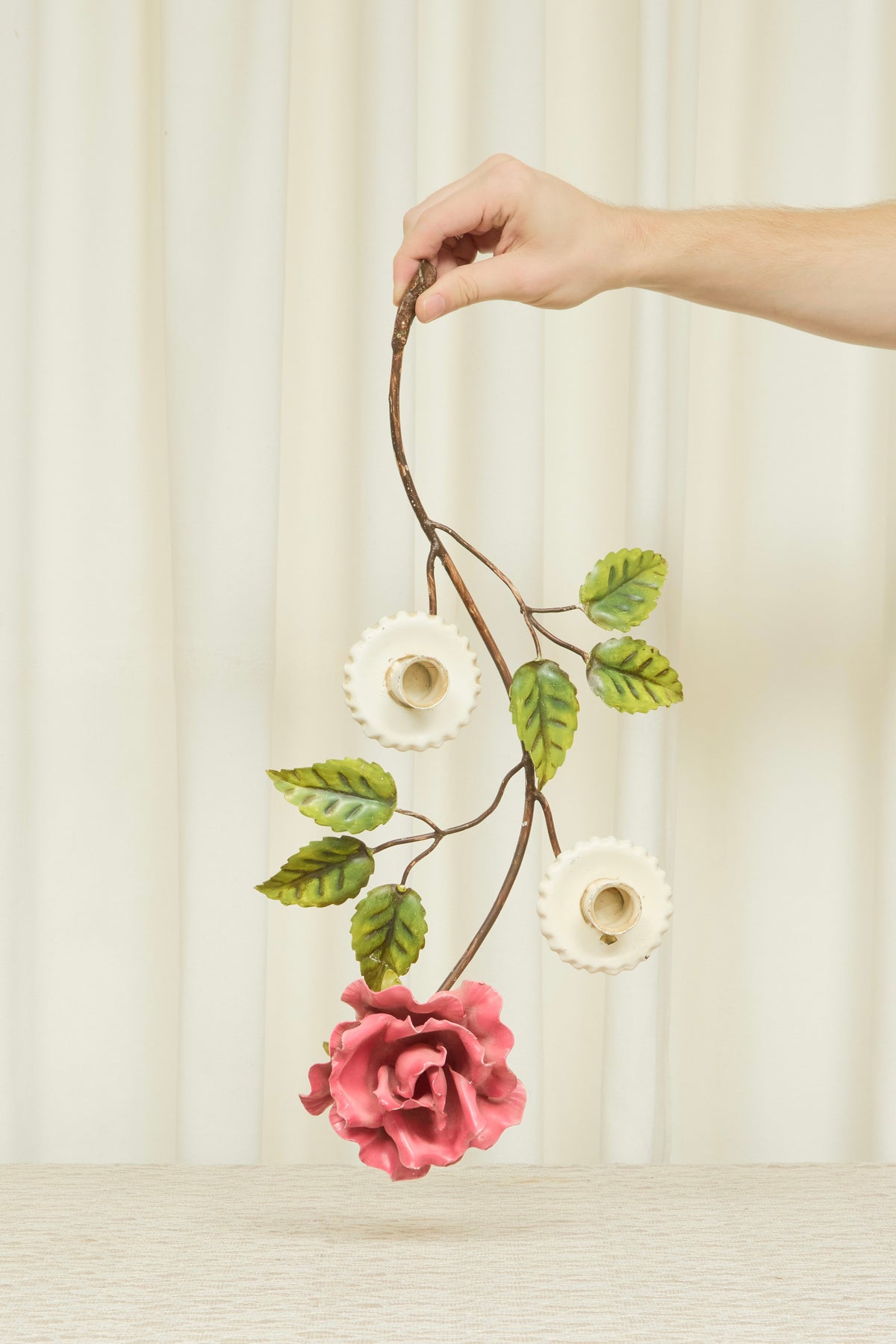 Vintage Metal Rose Candle Holder