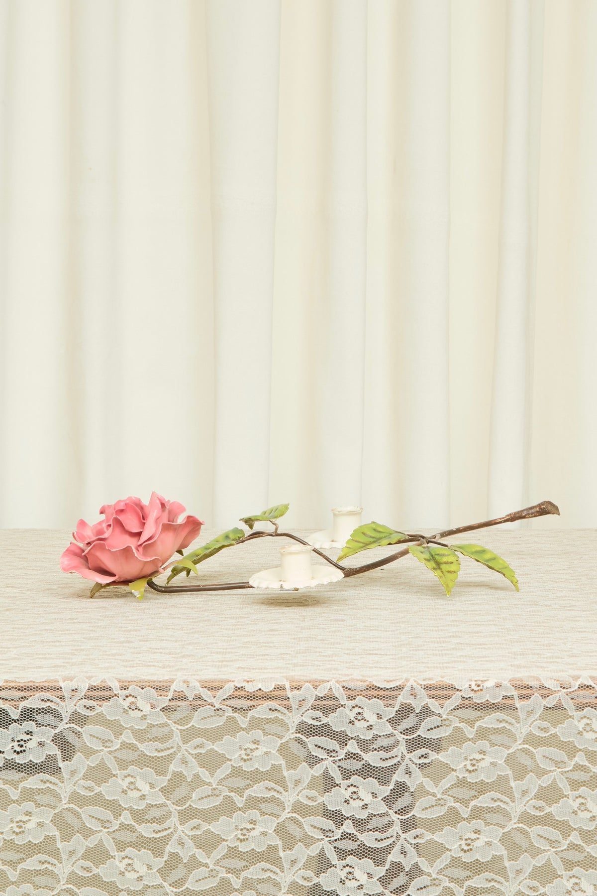 Vintage Metal Rose Candle Holder