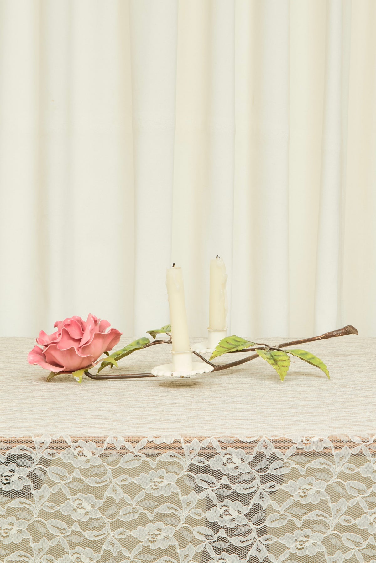 Vintage Metal Rose Candle Holder
