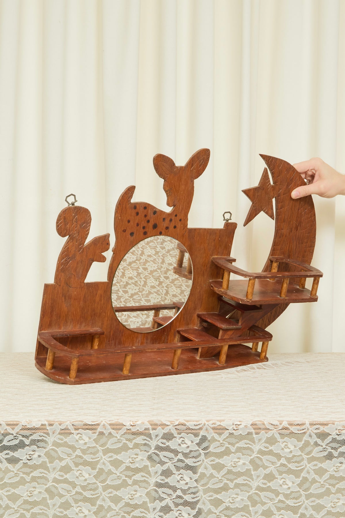 Vintage Woodland Scene Mirror Shelf