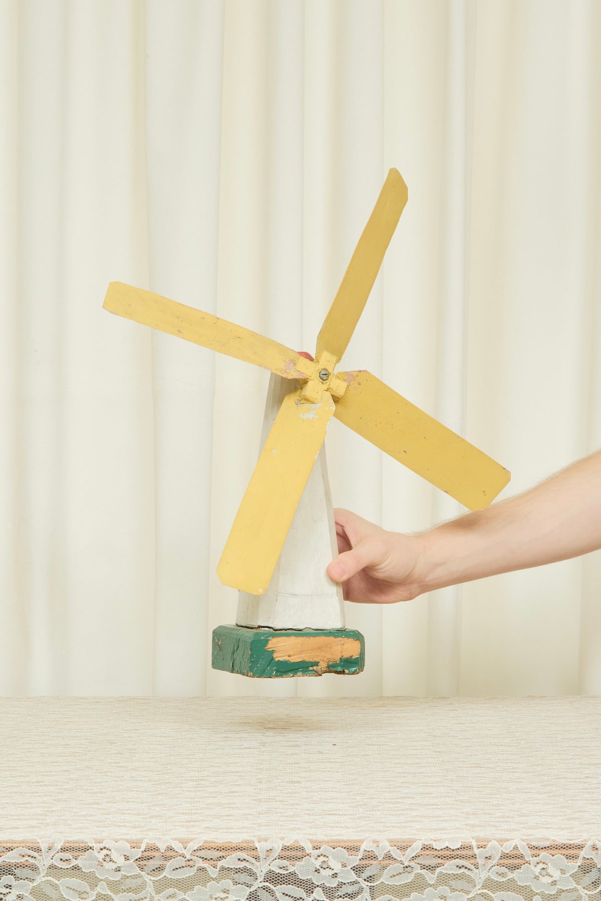 Vintage Folk Art Wooden Windmill