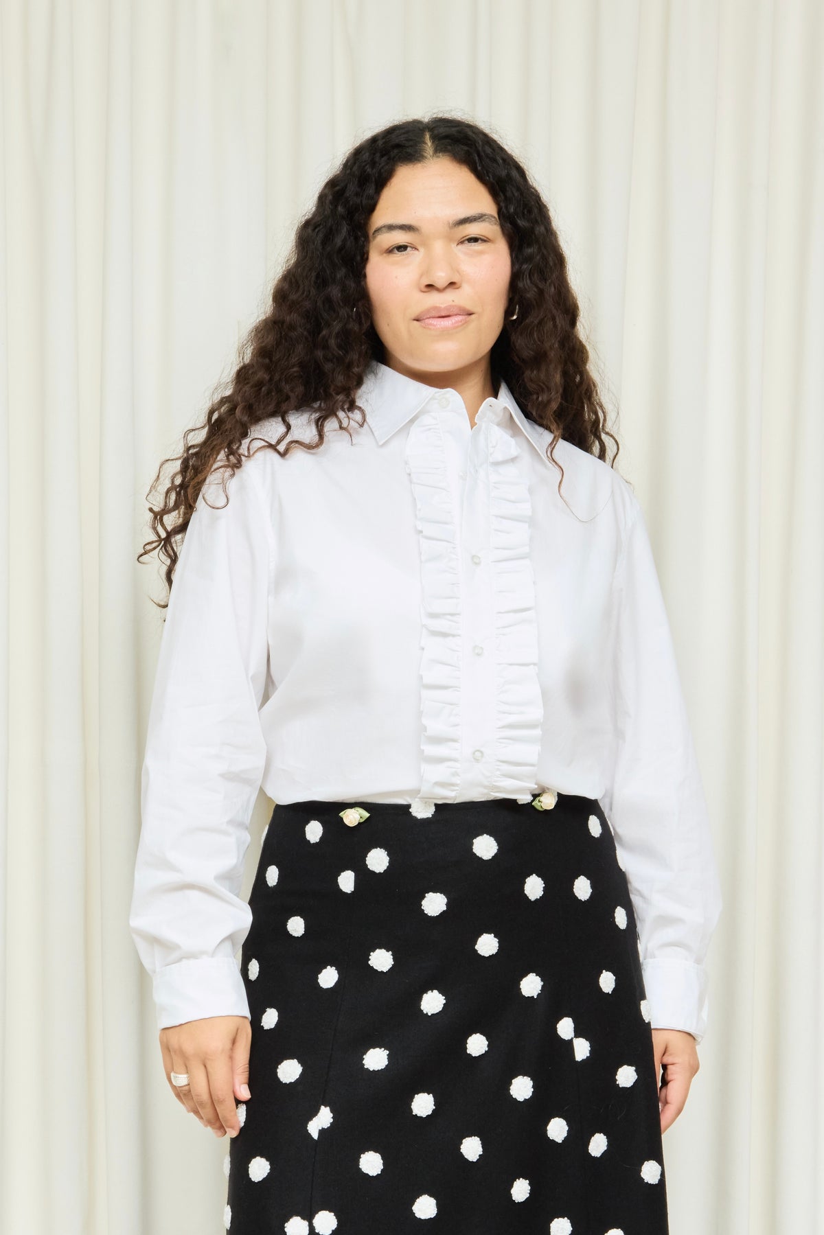 Freddie Ruffle Placket Button Down Shirt