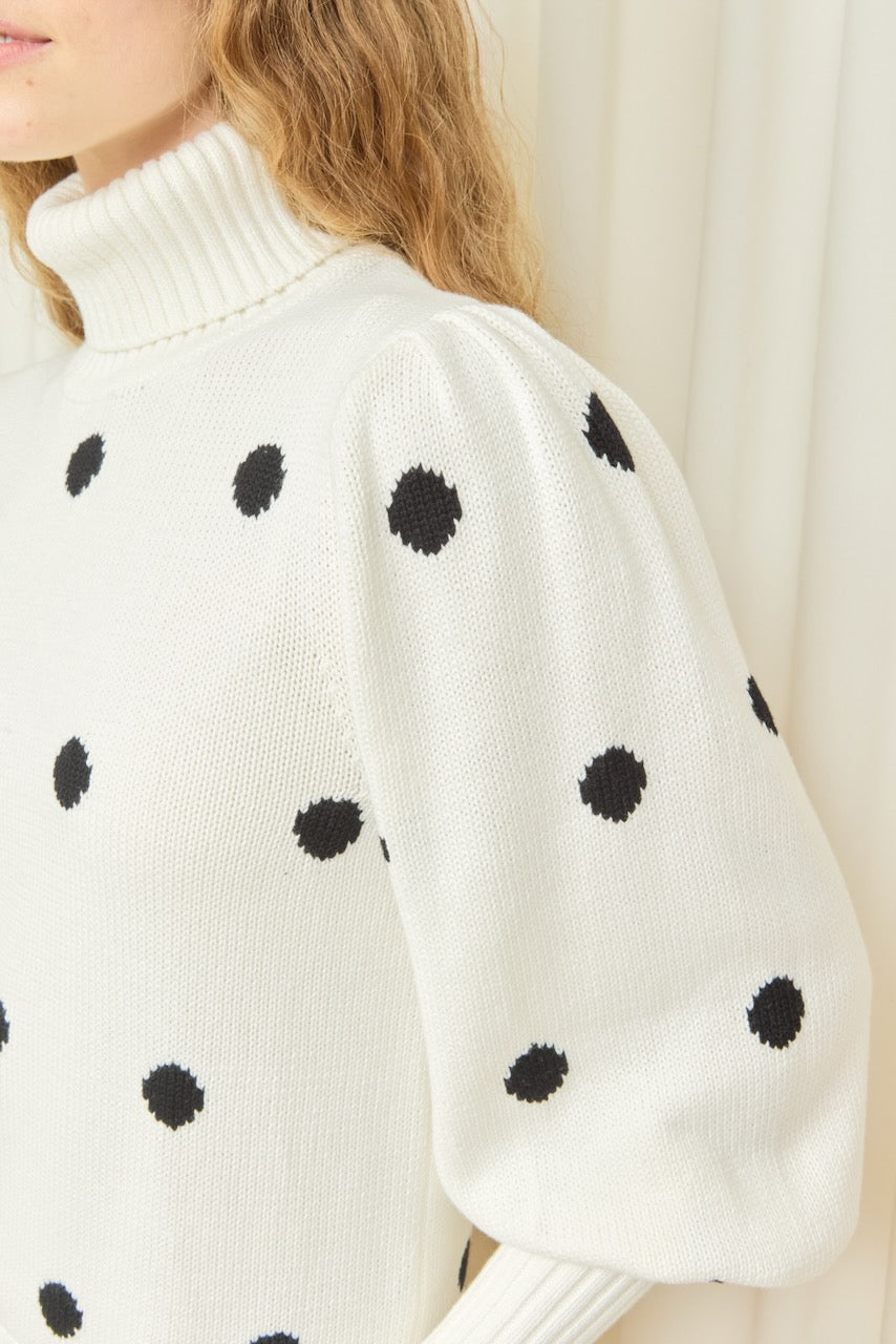 Fannie Puff Sleeve Polkadot Sweater