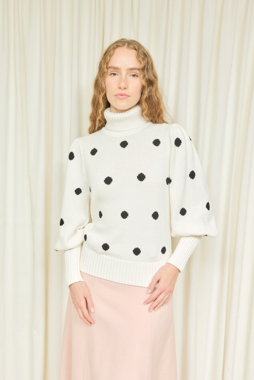 Fannie Puff Sleeve Polkadot Sweater
