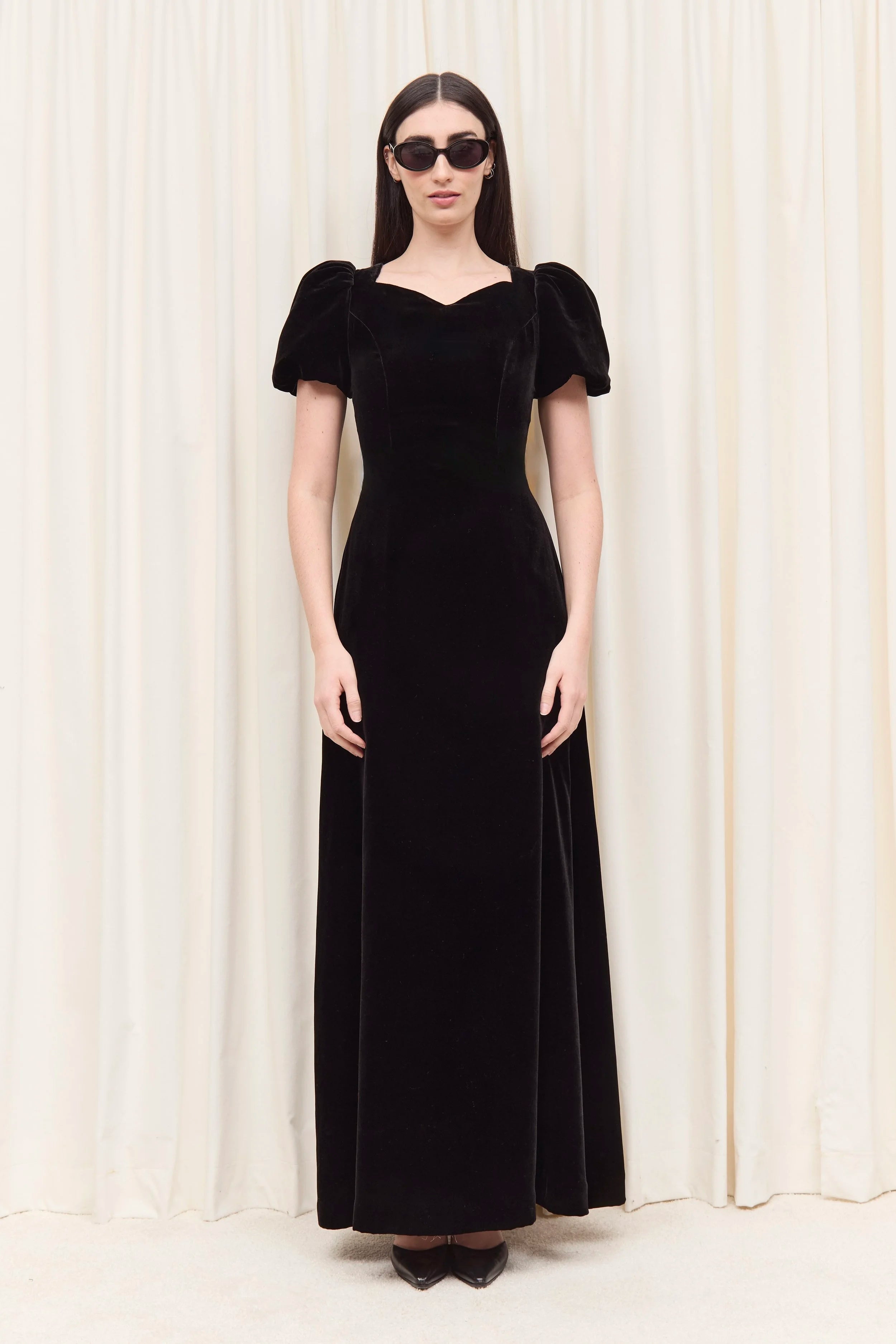 Helene Puff Sleeve Velvet Gown