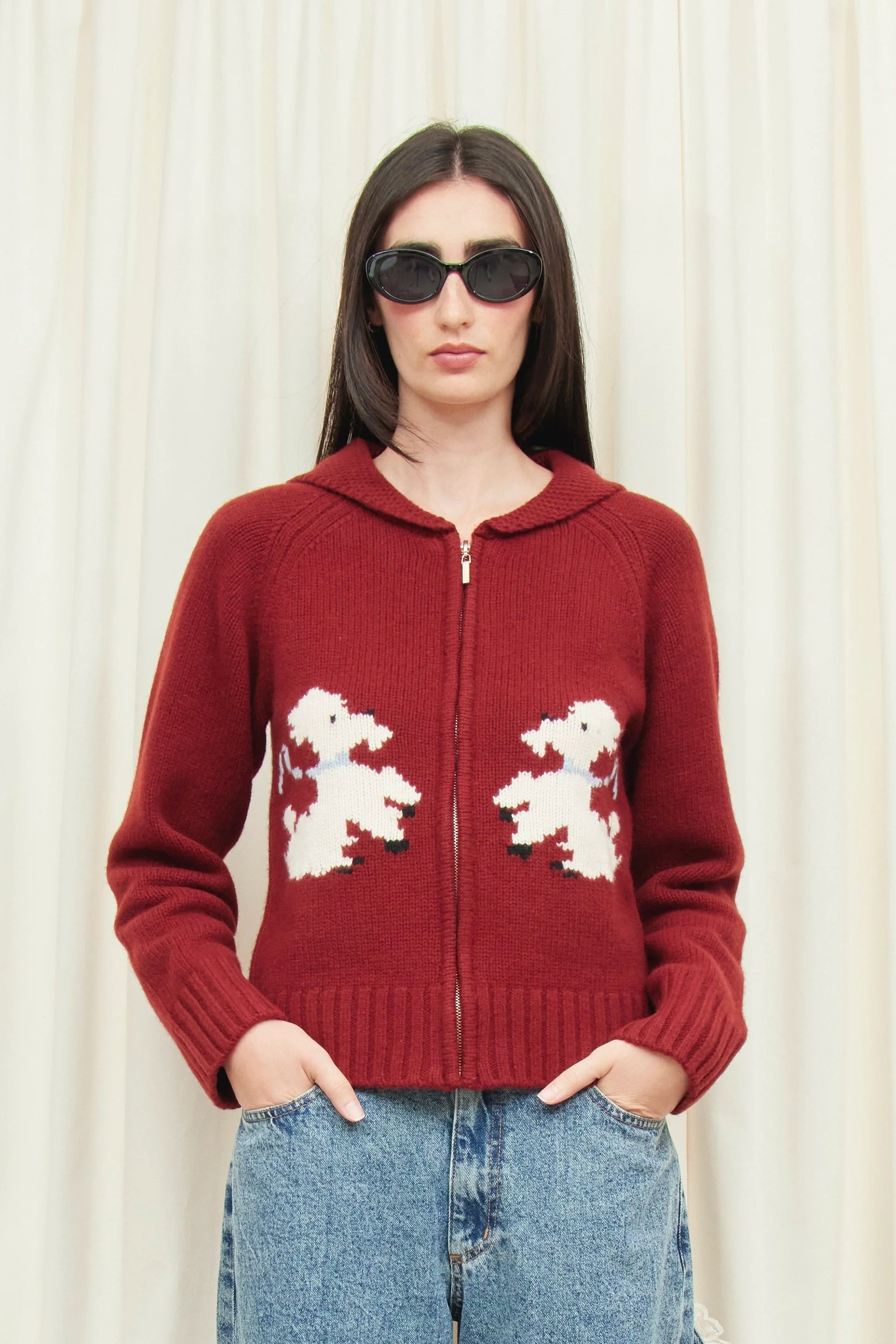 Wellington Poodle Zip-Up Sweater