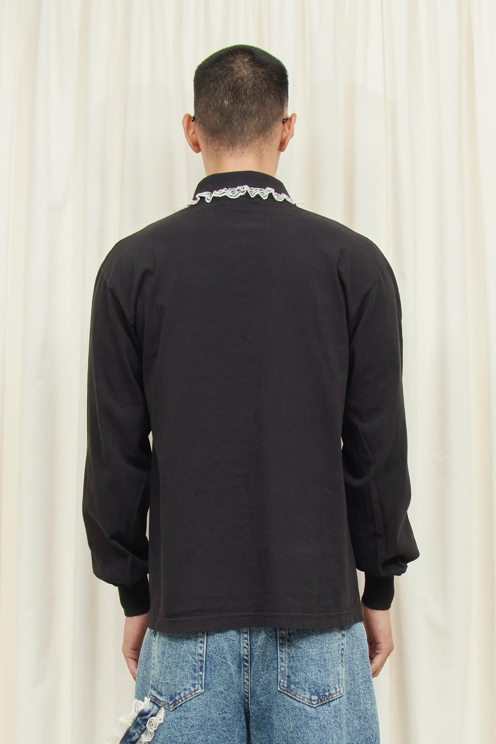 Cletus Lace Trim Long Sleeve Polo