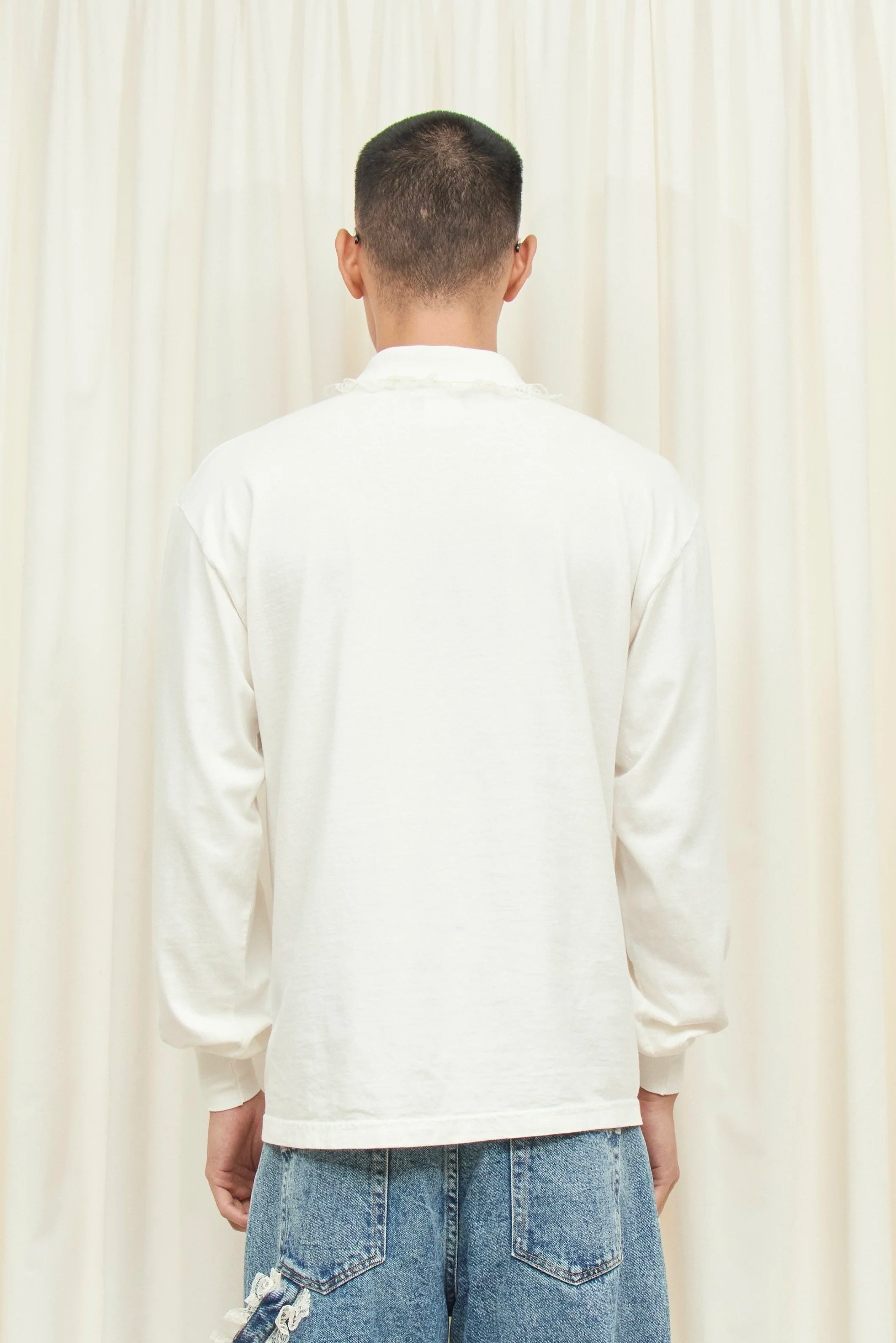 Cletus Lace Trim Long Sleeve Polo