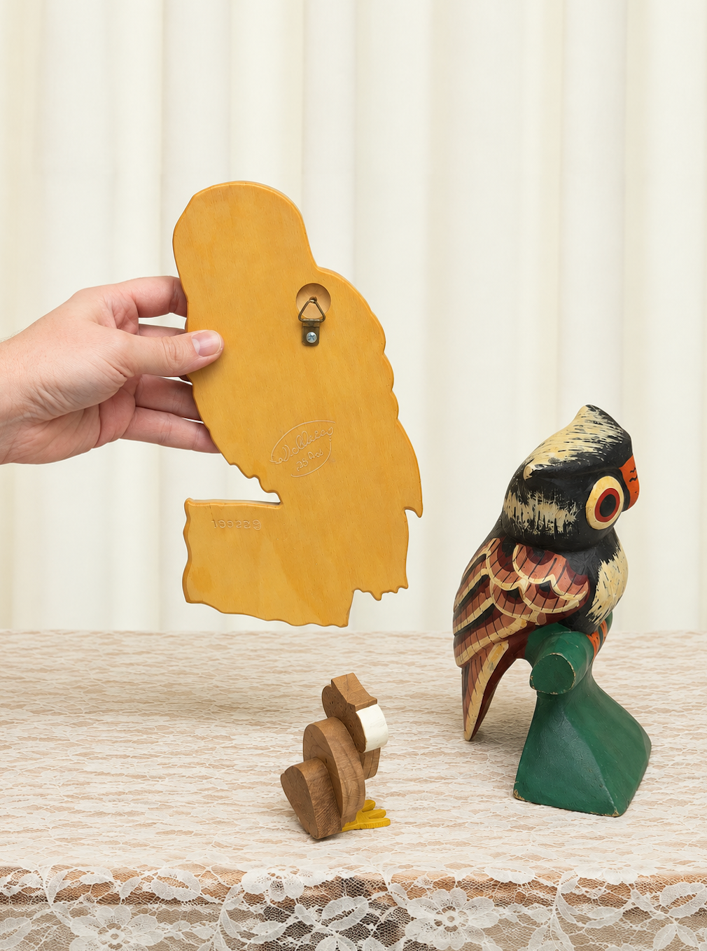Vintage Wooden Owl Set/3
