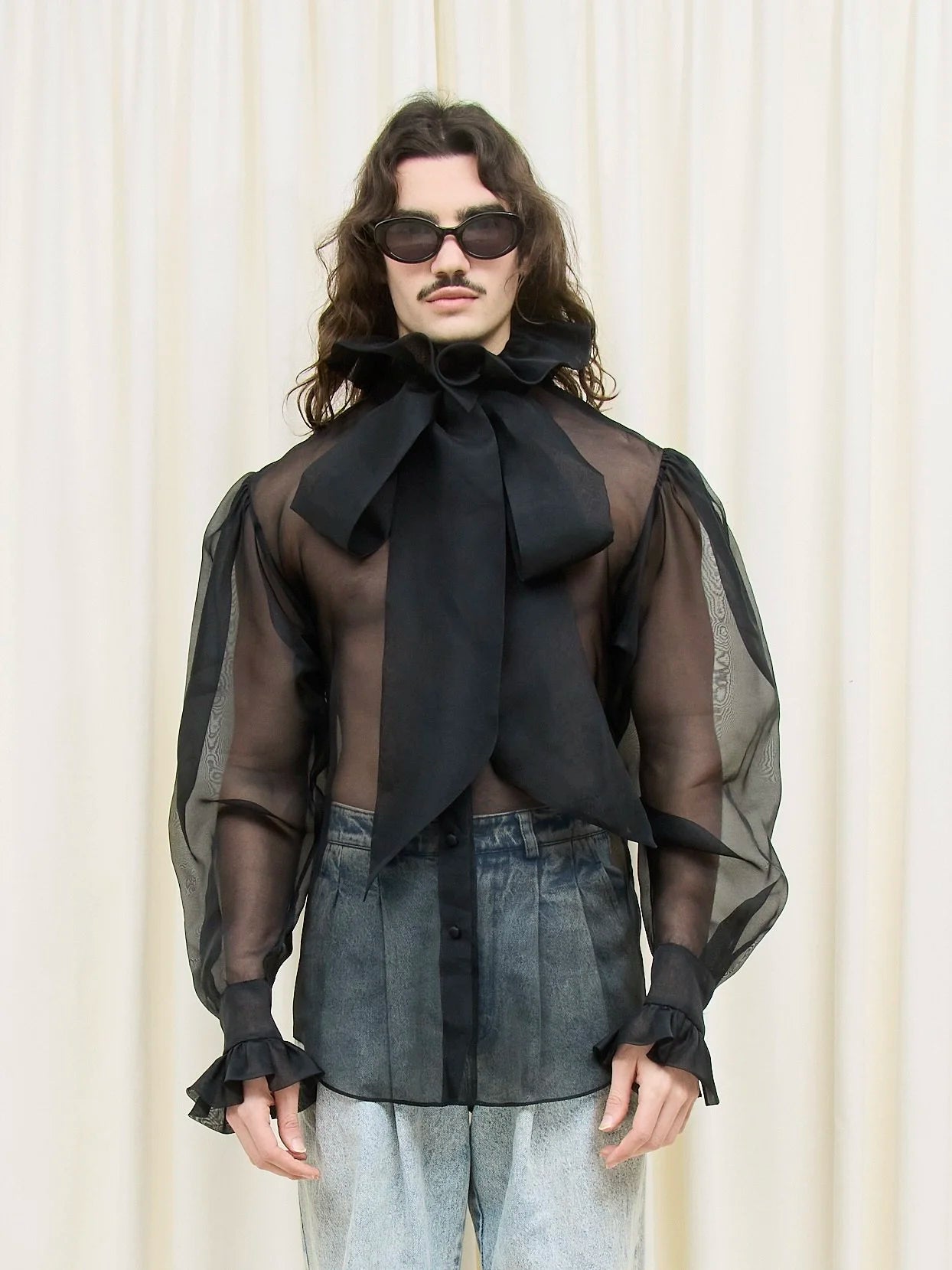 Simone Sheer Organza Pussybow Blouse