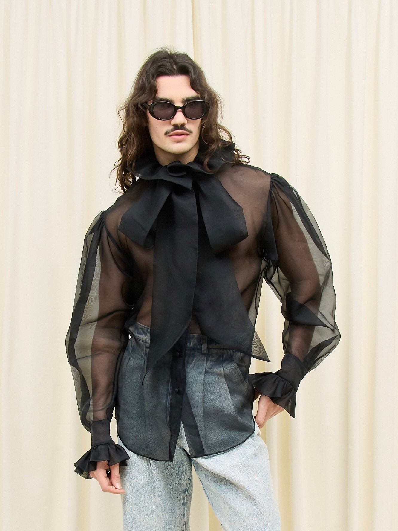 Simone Sheer Organza Pussybow Blouse