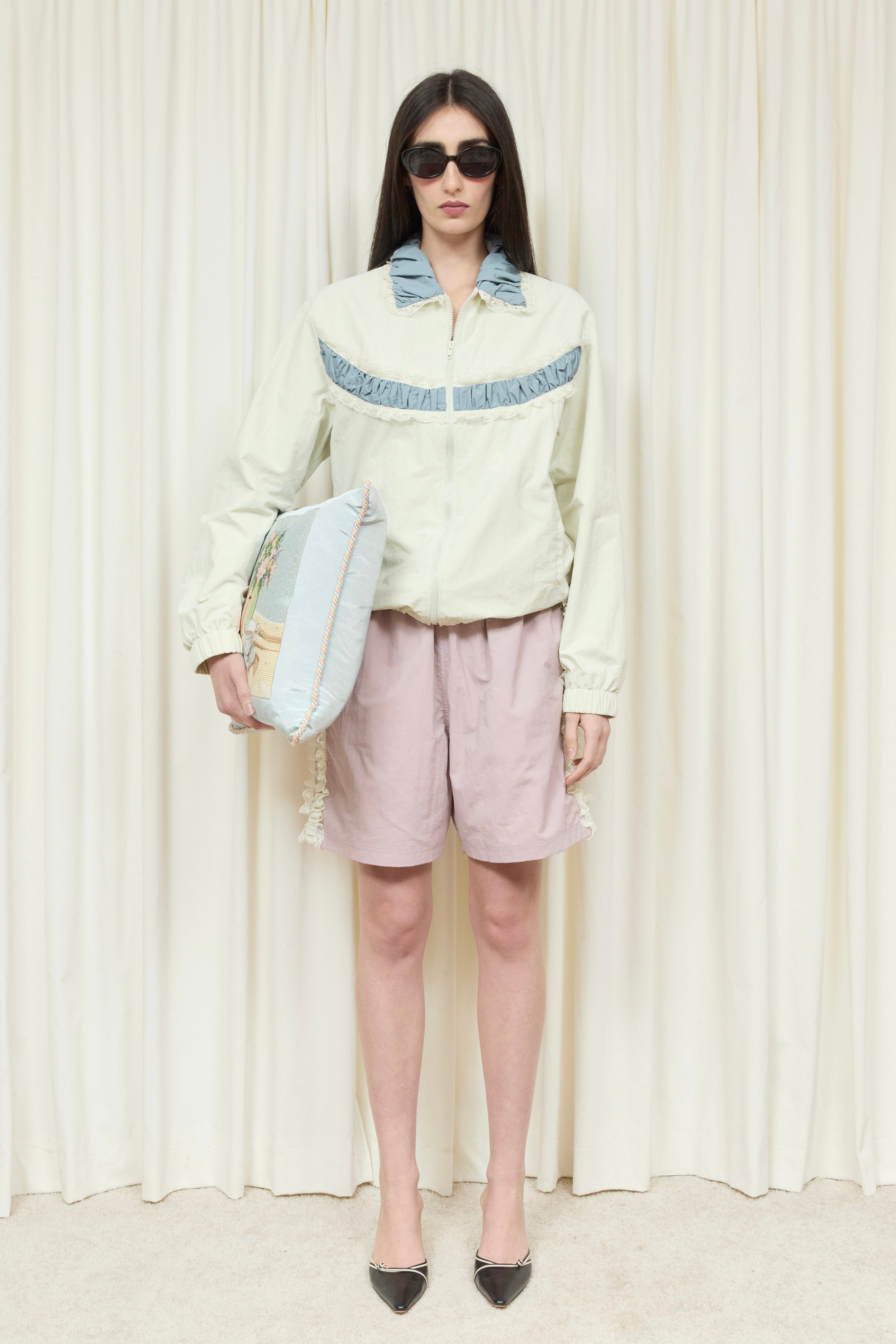 Wilbur Ruched Stripe Windbreaker Short