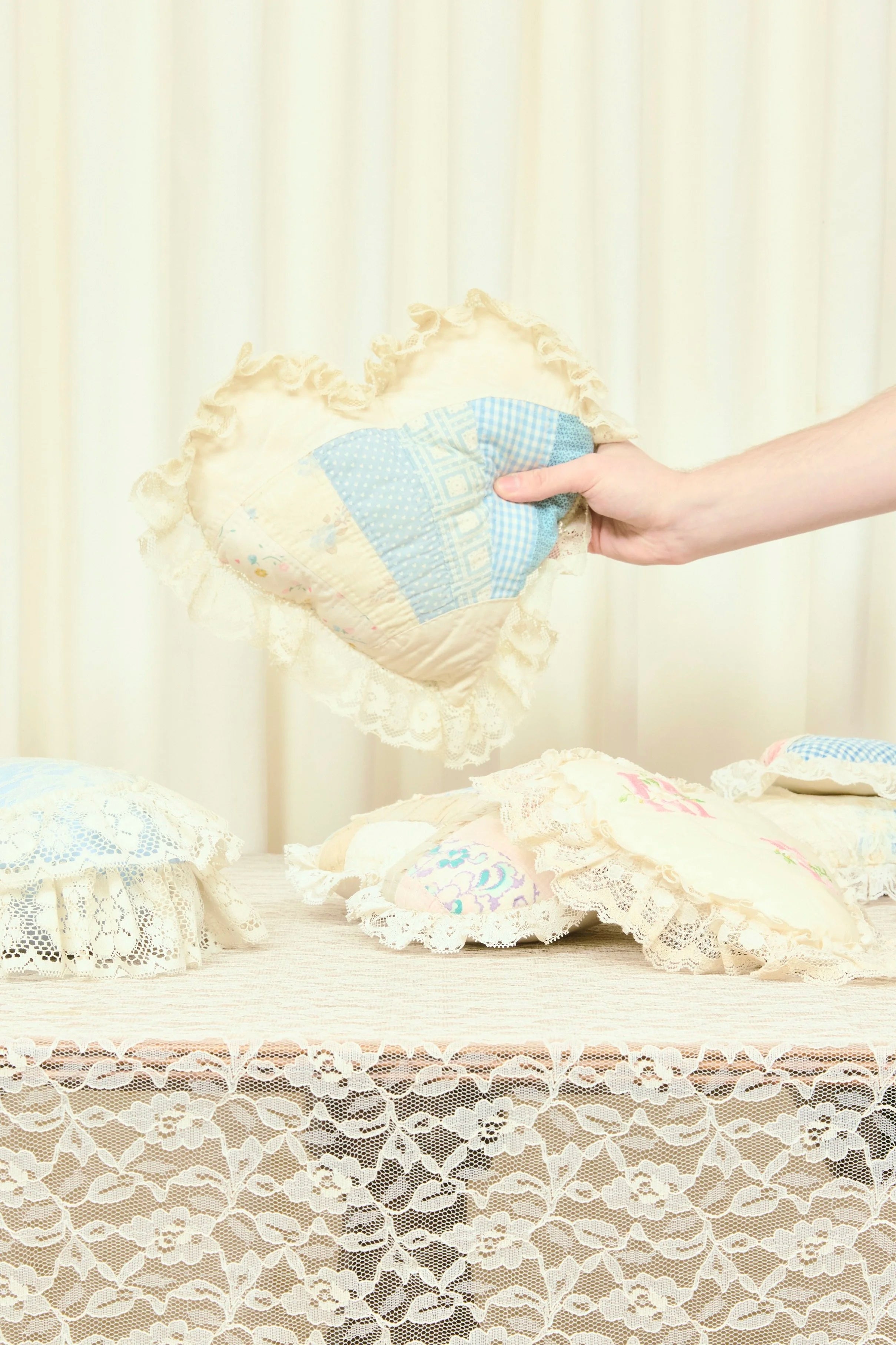 Vintage Quilted Heart Pillow