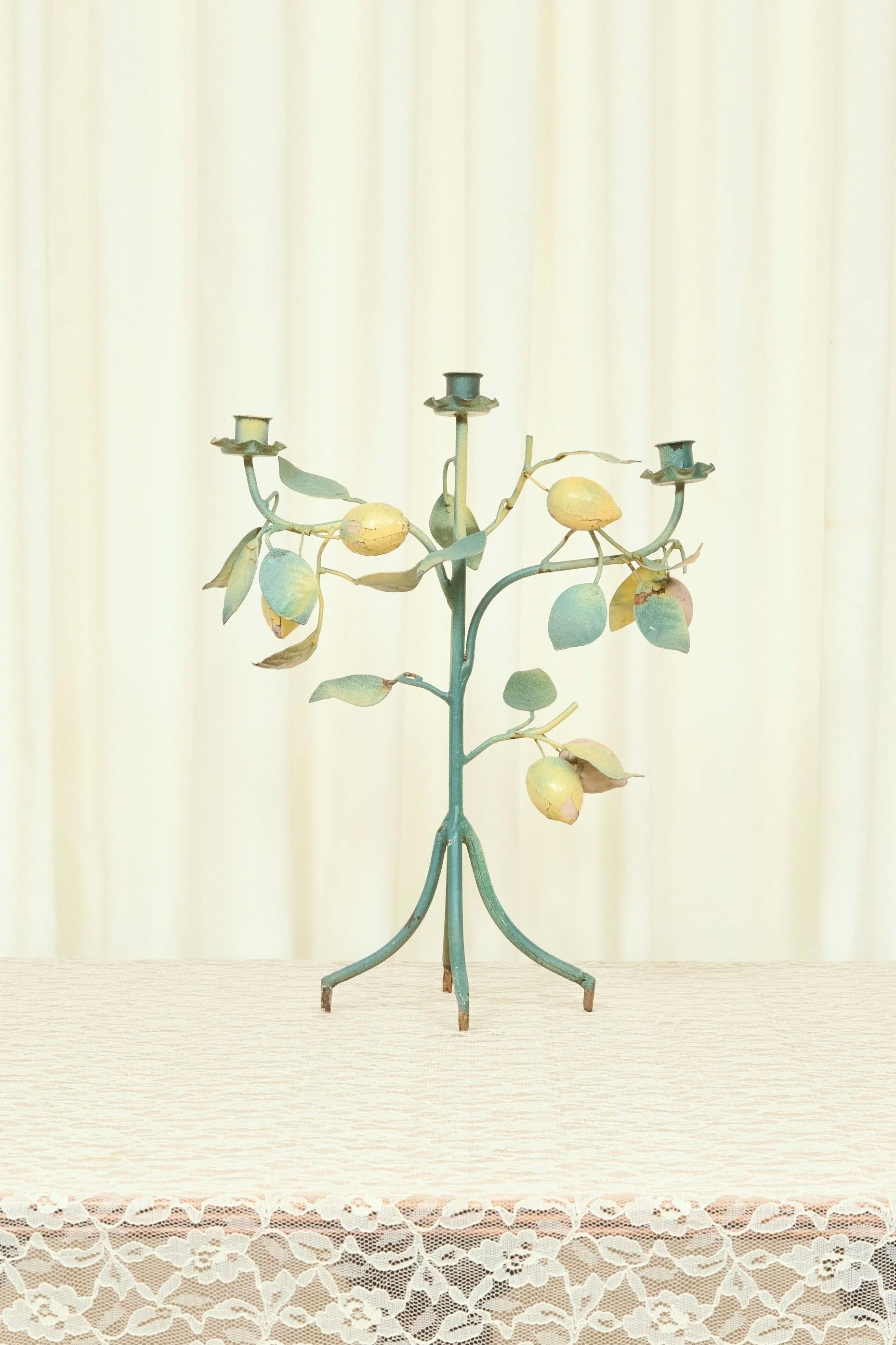Vintage Metal Lemon Candle Holder