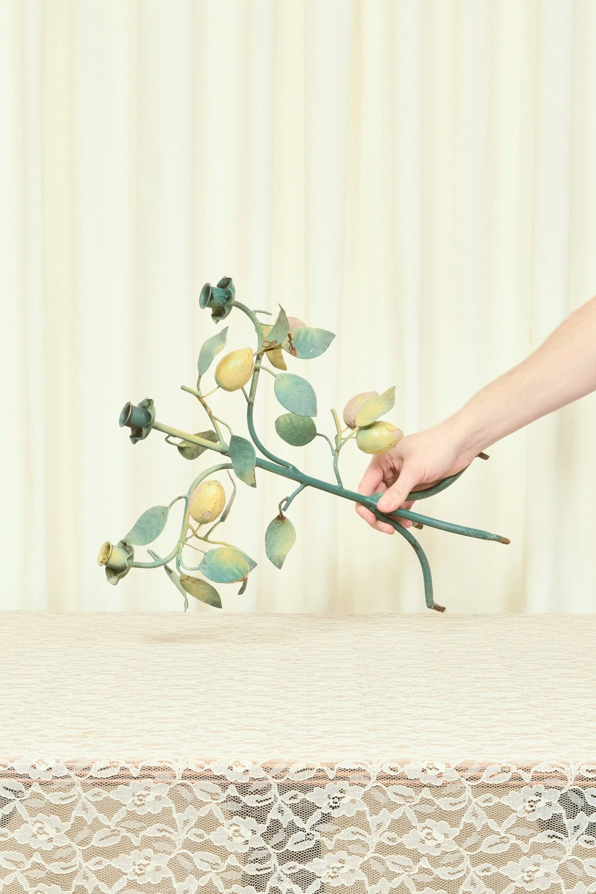 Vintage Metal Lemon Candle Holder