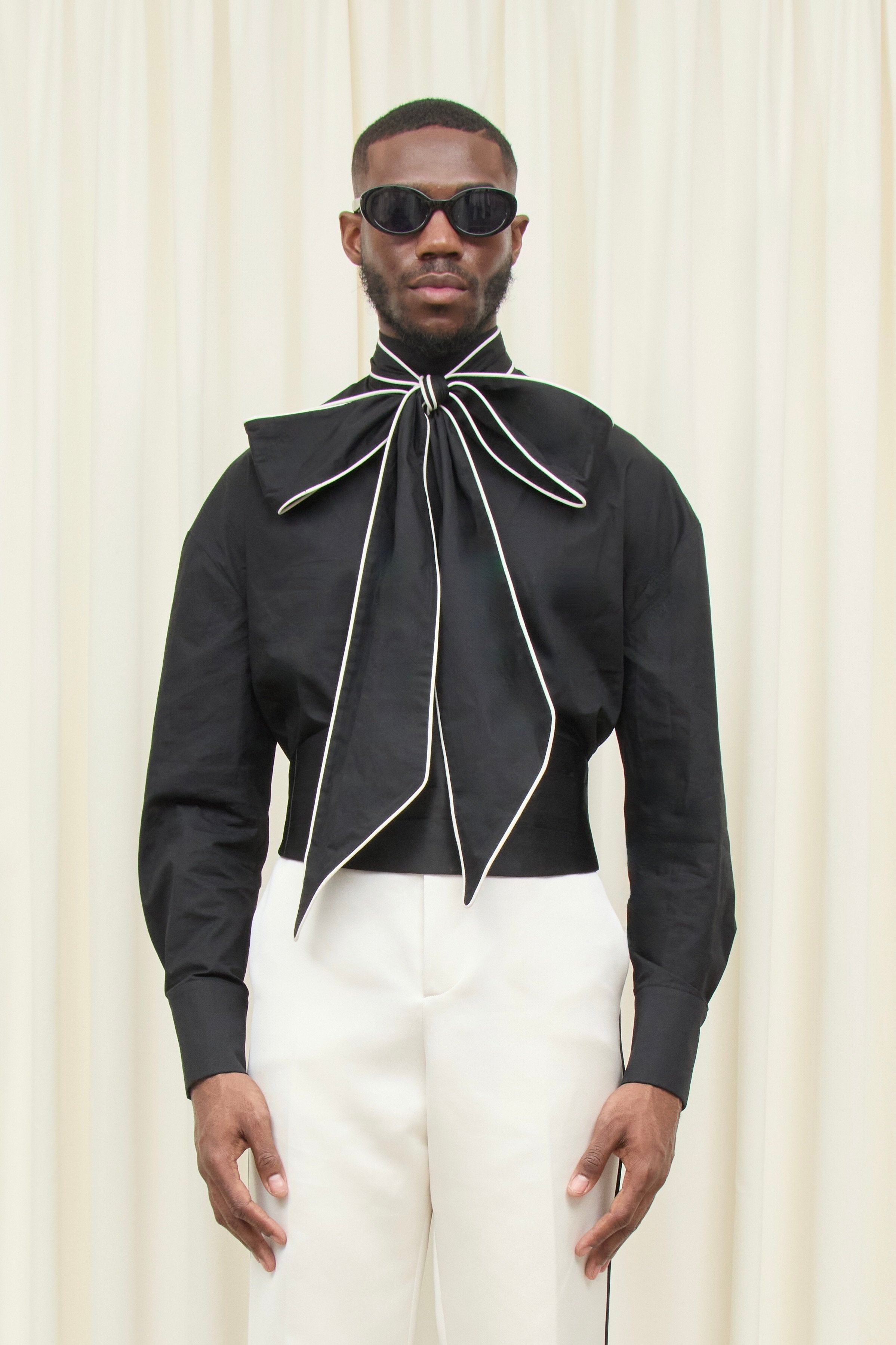 Laurence Piped Pussybow Shirt