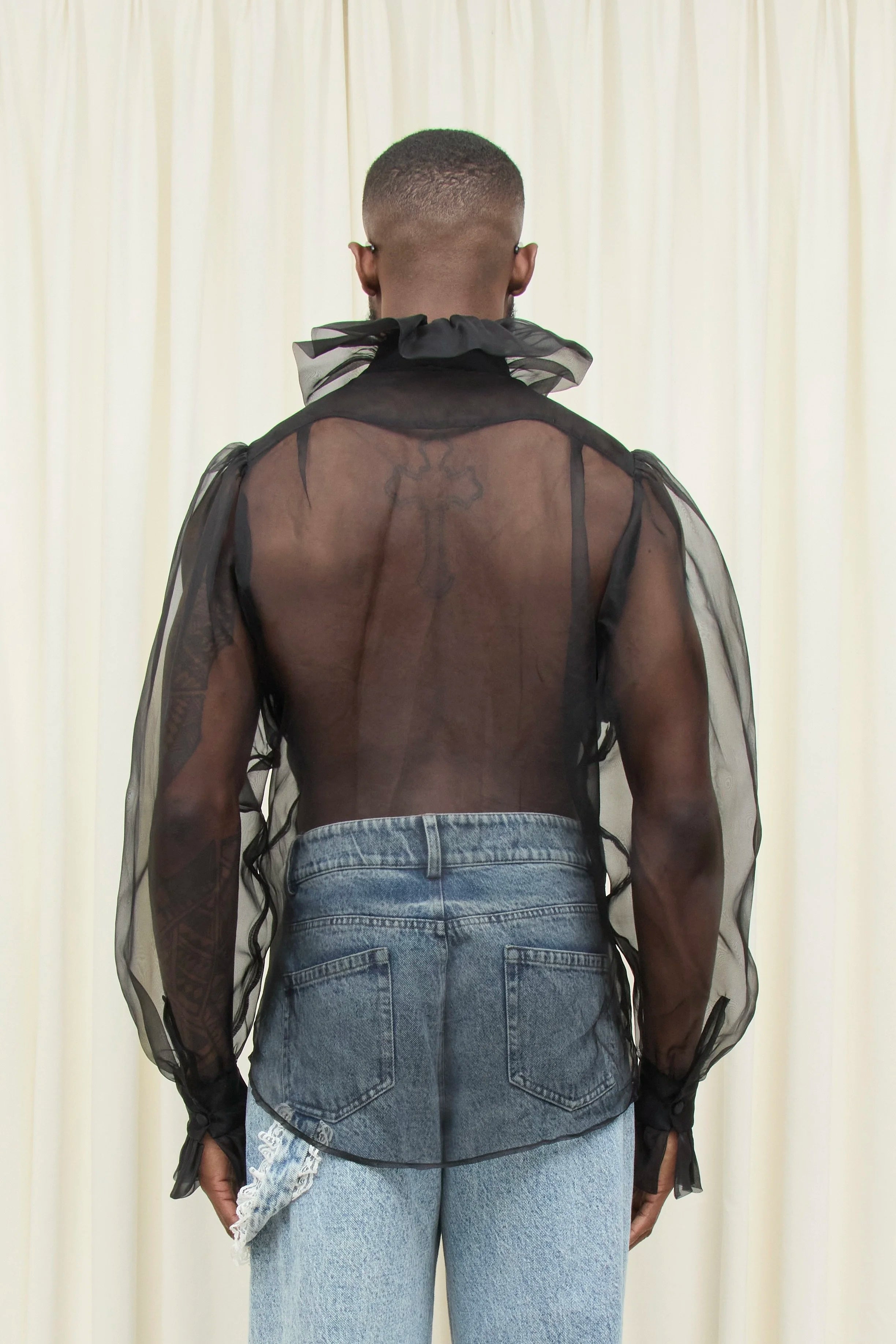 Simone Sheer Organza Pussybow Blouse