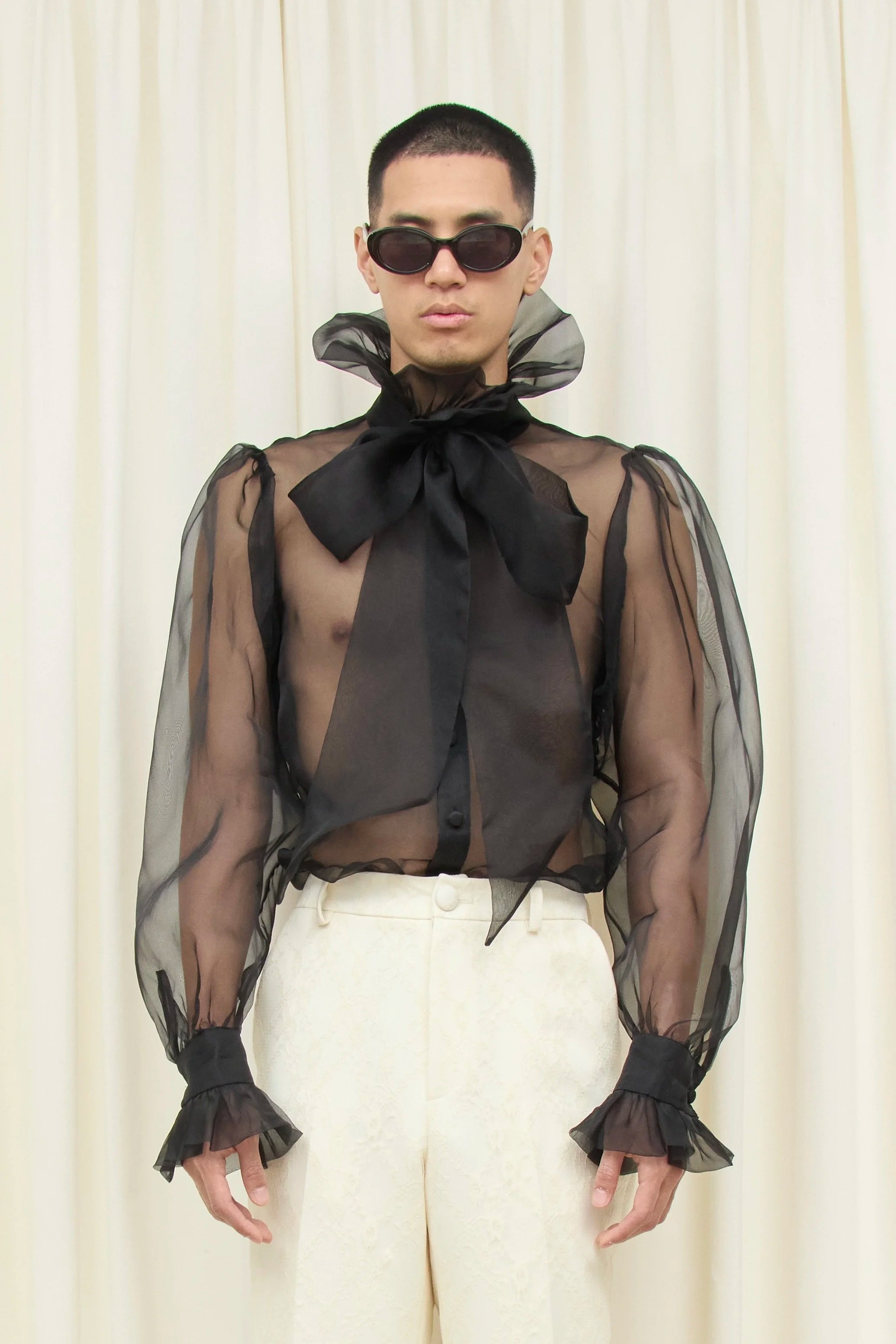 Simone Sheer Organza Pussybow Blouse