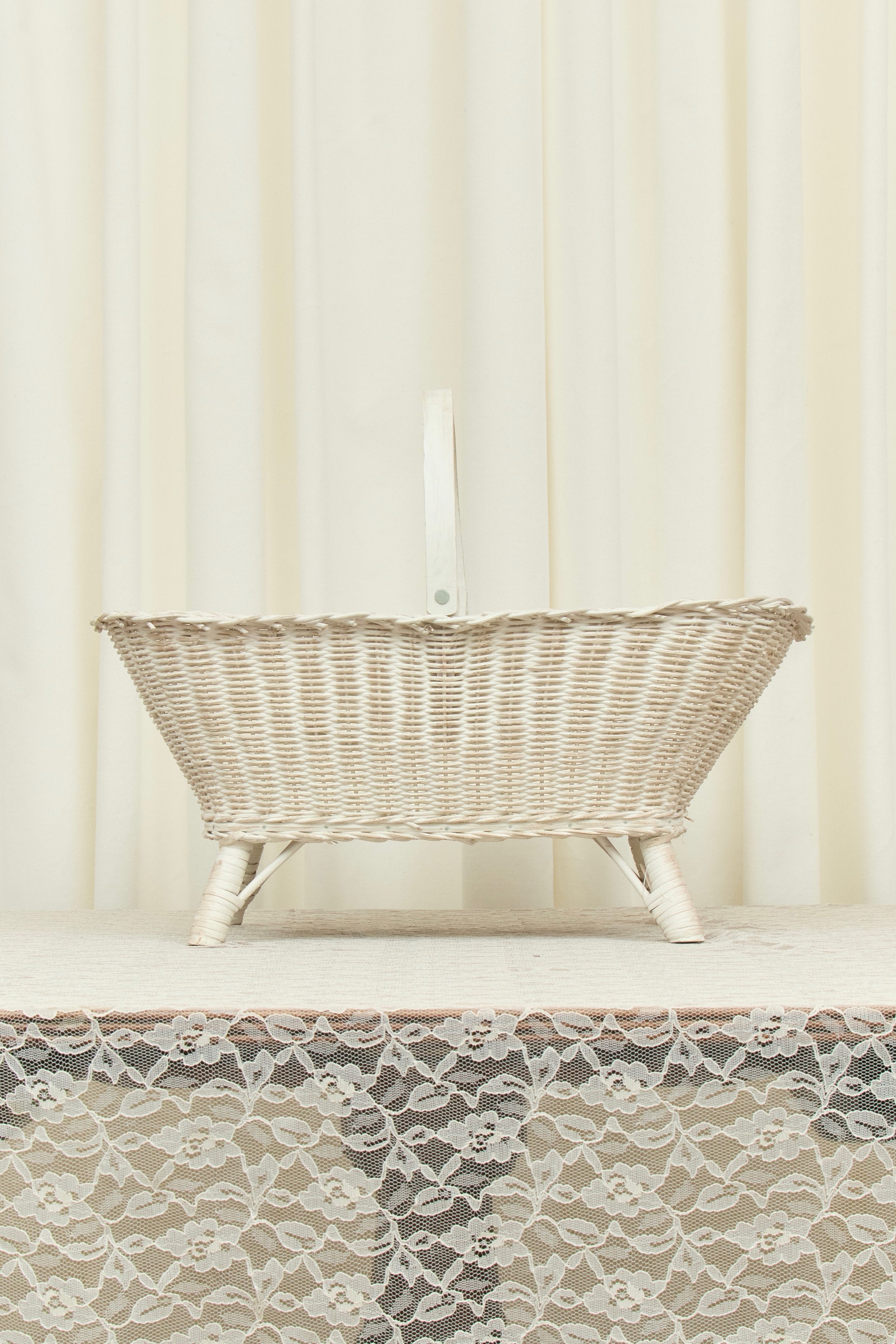 Vintage Footed Wicker Basket