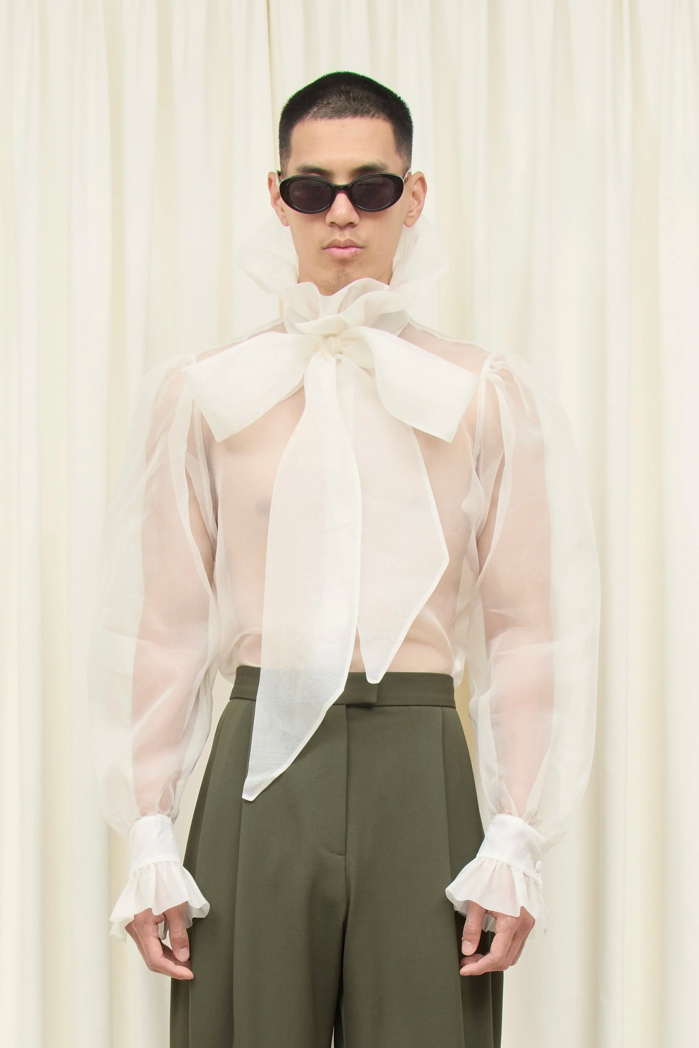 Simone Sheer Organza Pussybow Blouse
