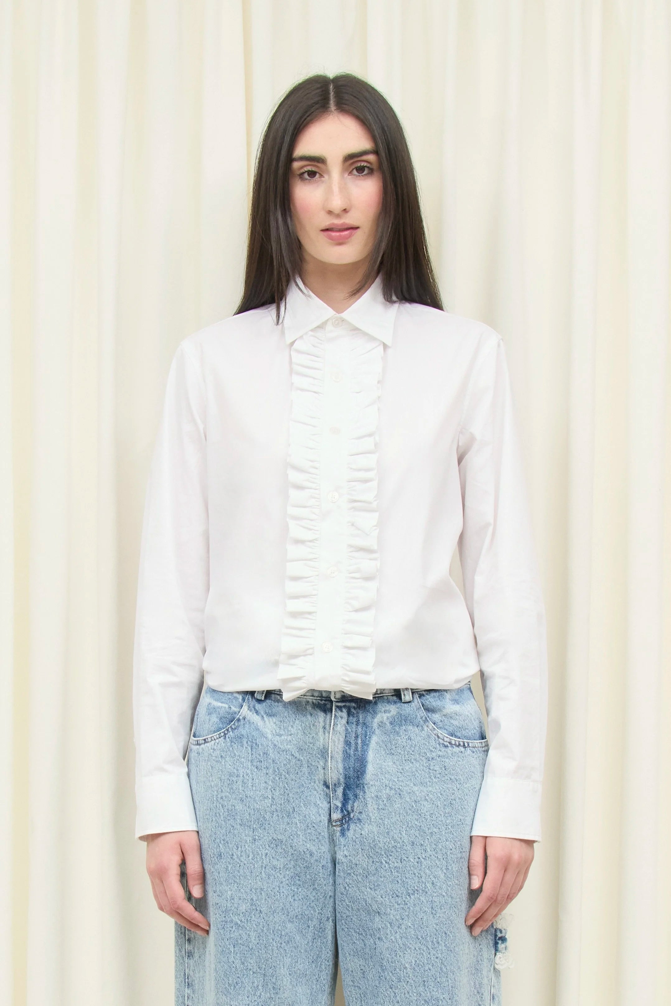Freddie Ruffle Placket Button Down Shirt