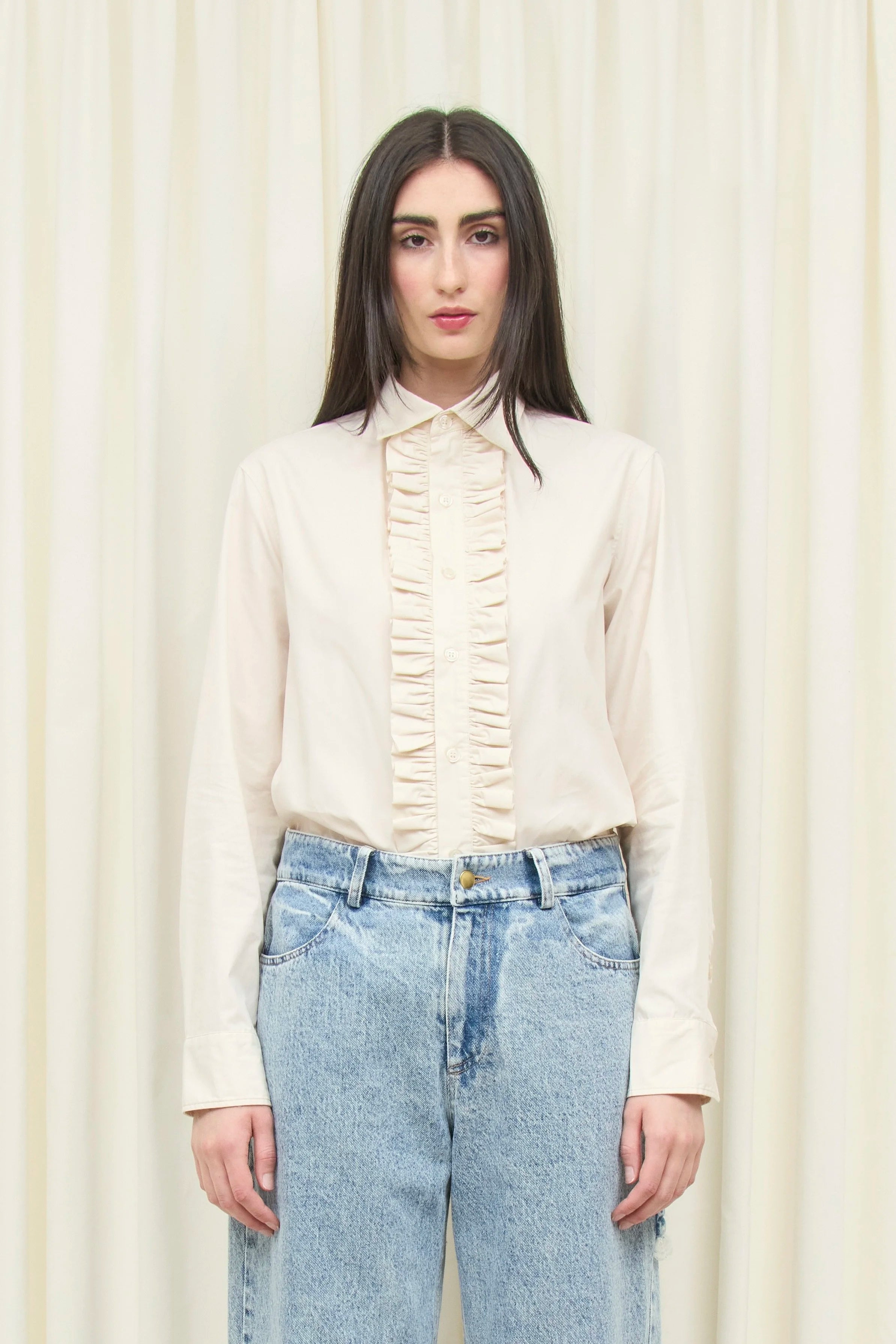 Freddie Ruffle Placket Button Down Shirt