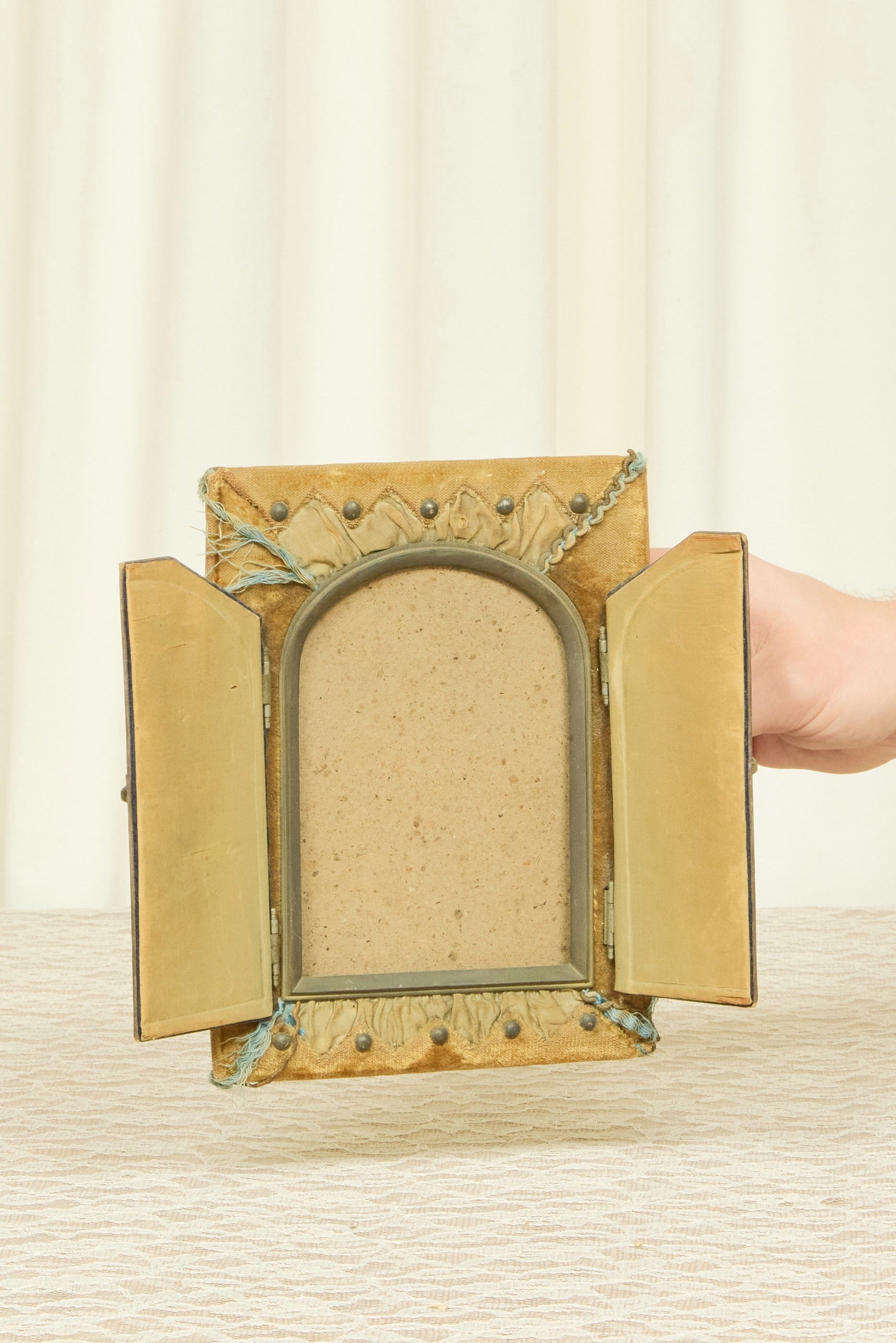Antique Folk Art Velvet Picture Frame