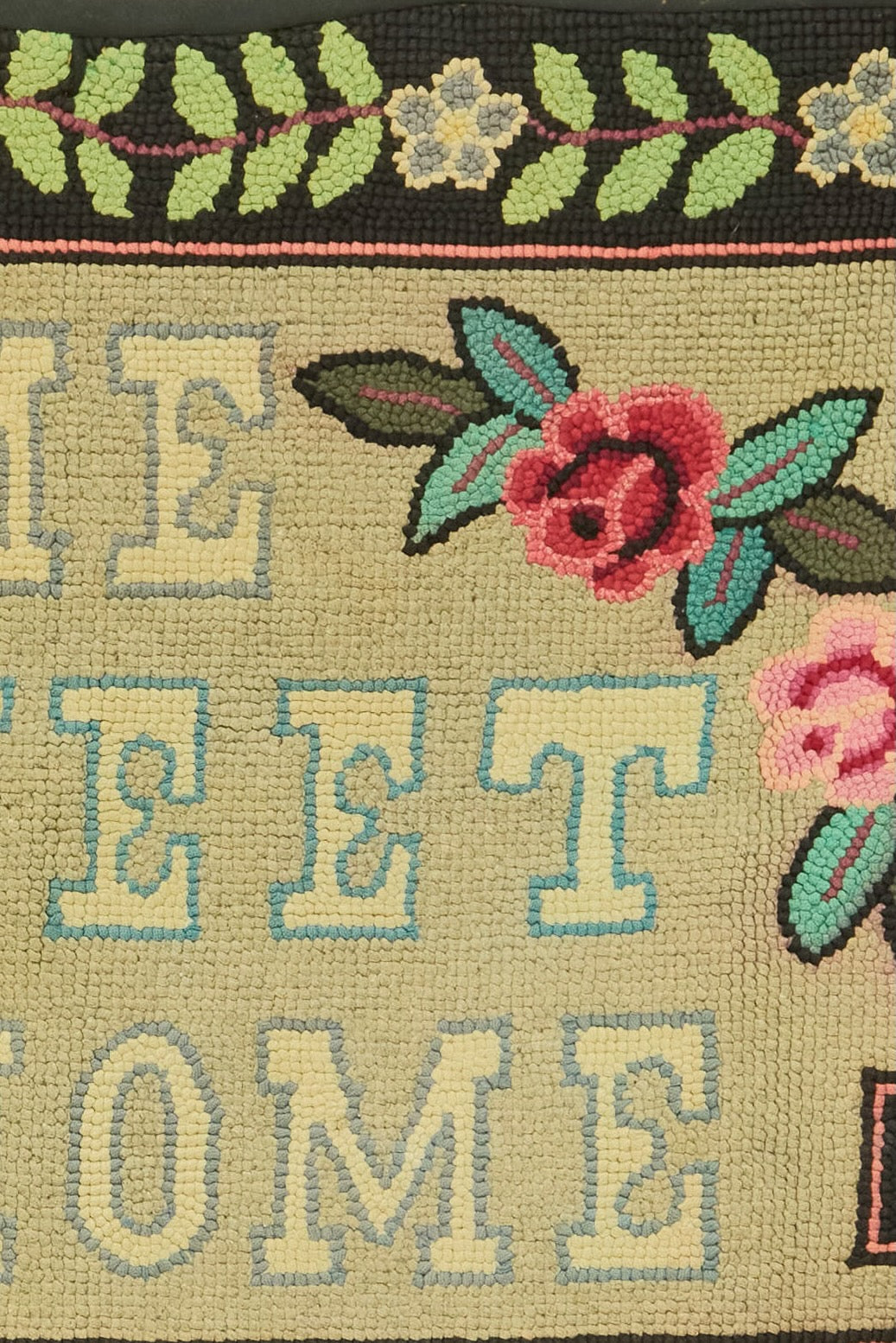 Antique "Home Sweet Home" Handmade Rug