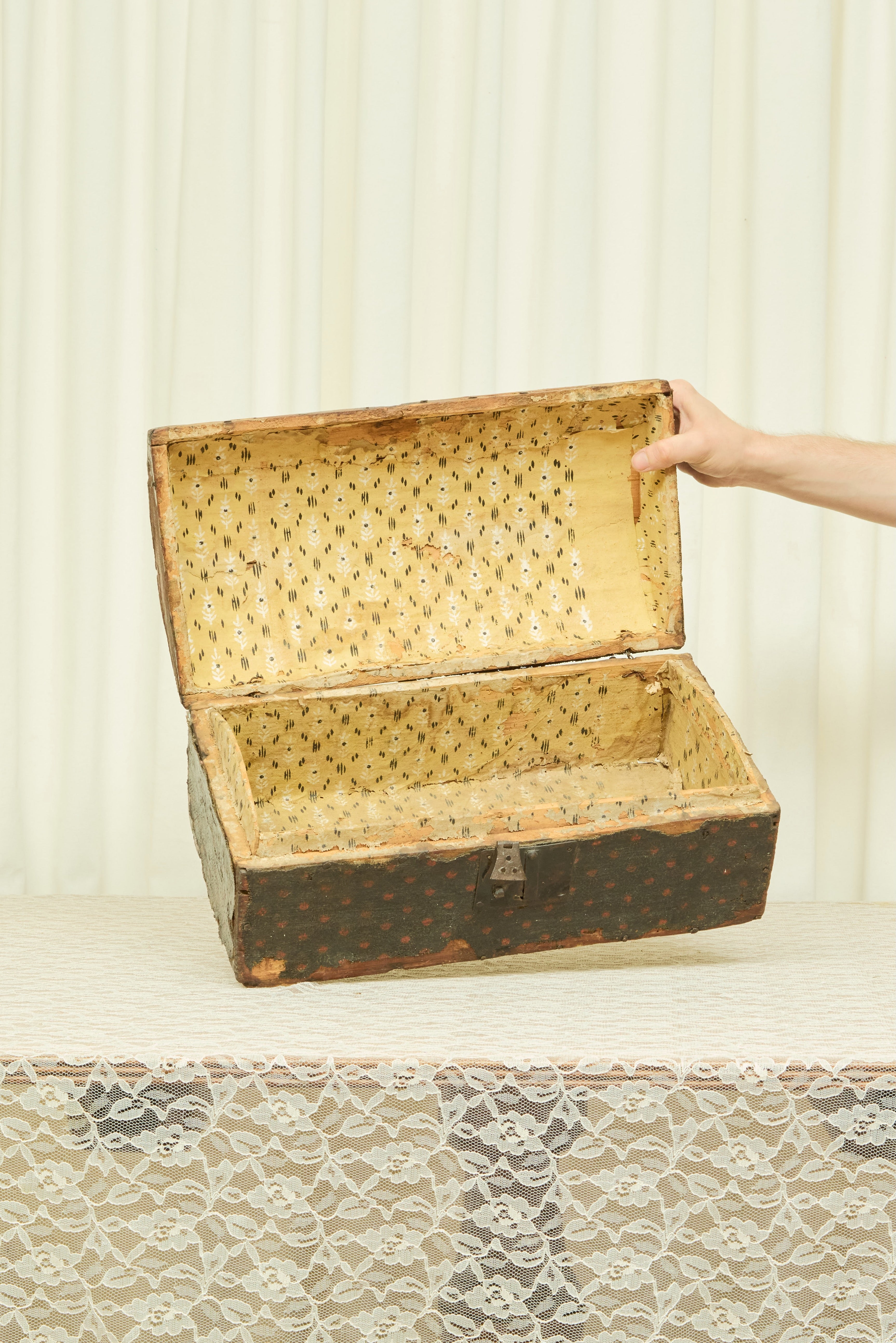 Antique Polkadot Wooden Box