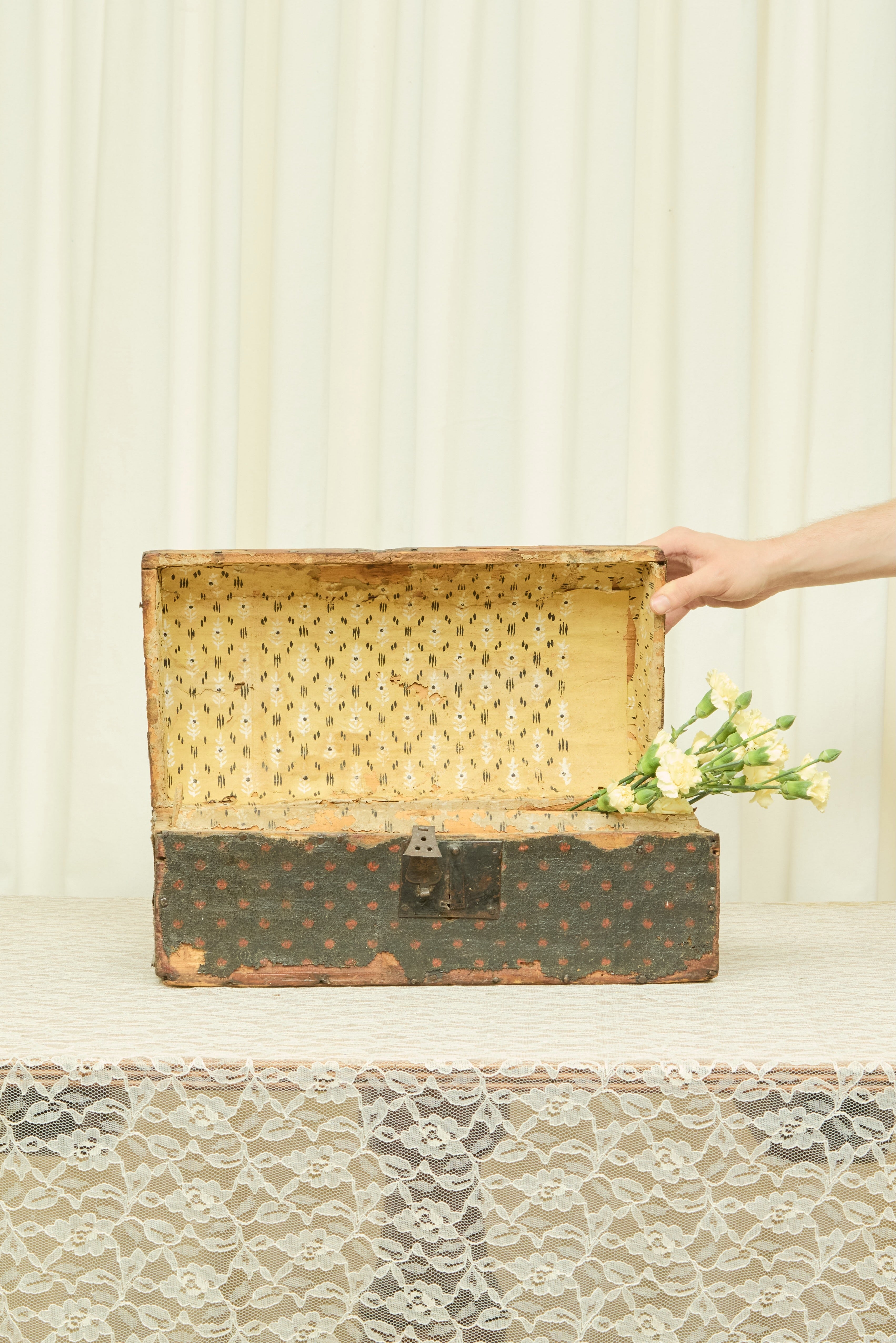 Antique Polkadot Wooden Box