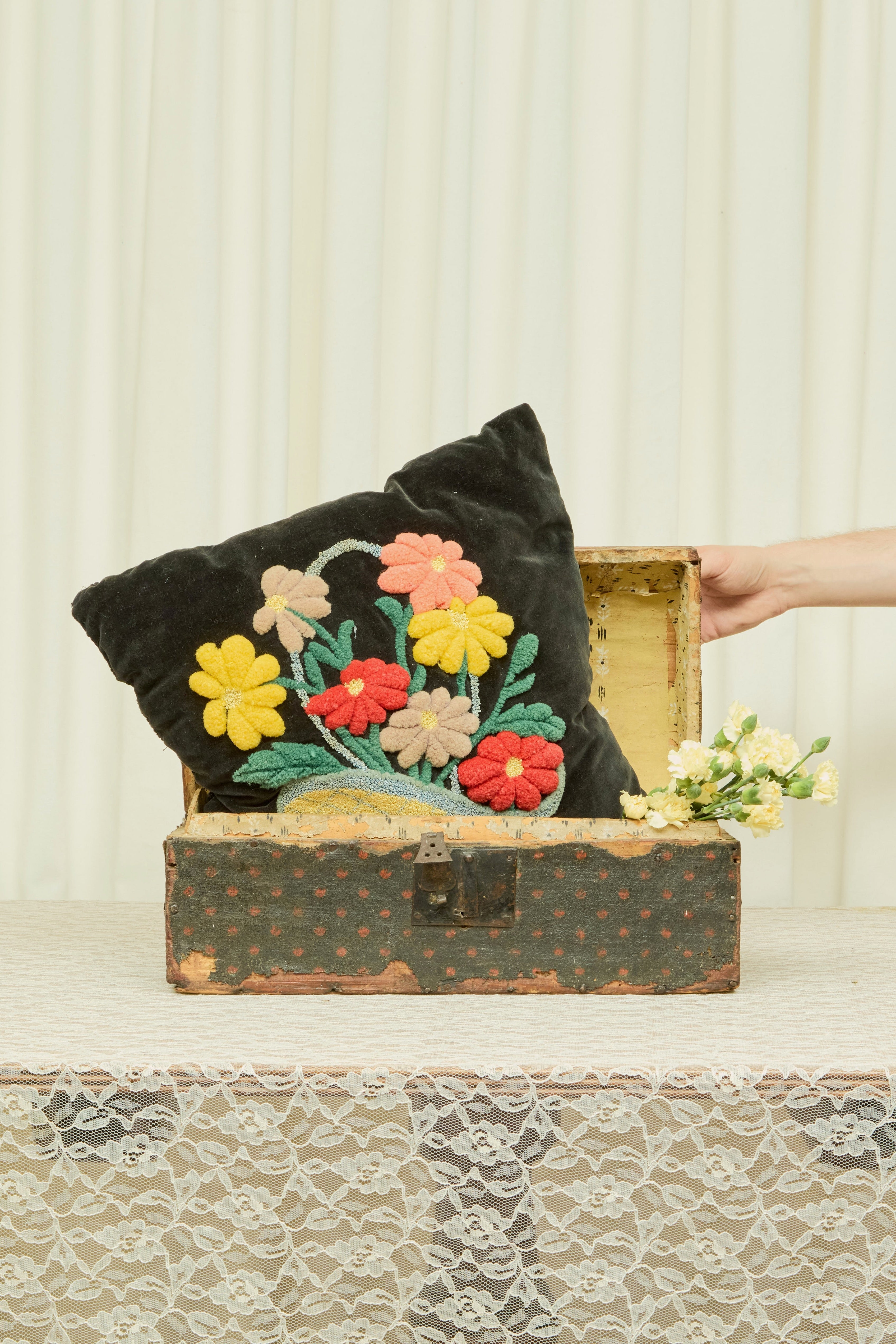 Antique Polkadot Wooden Box