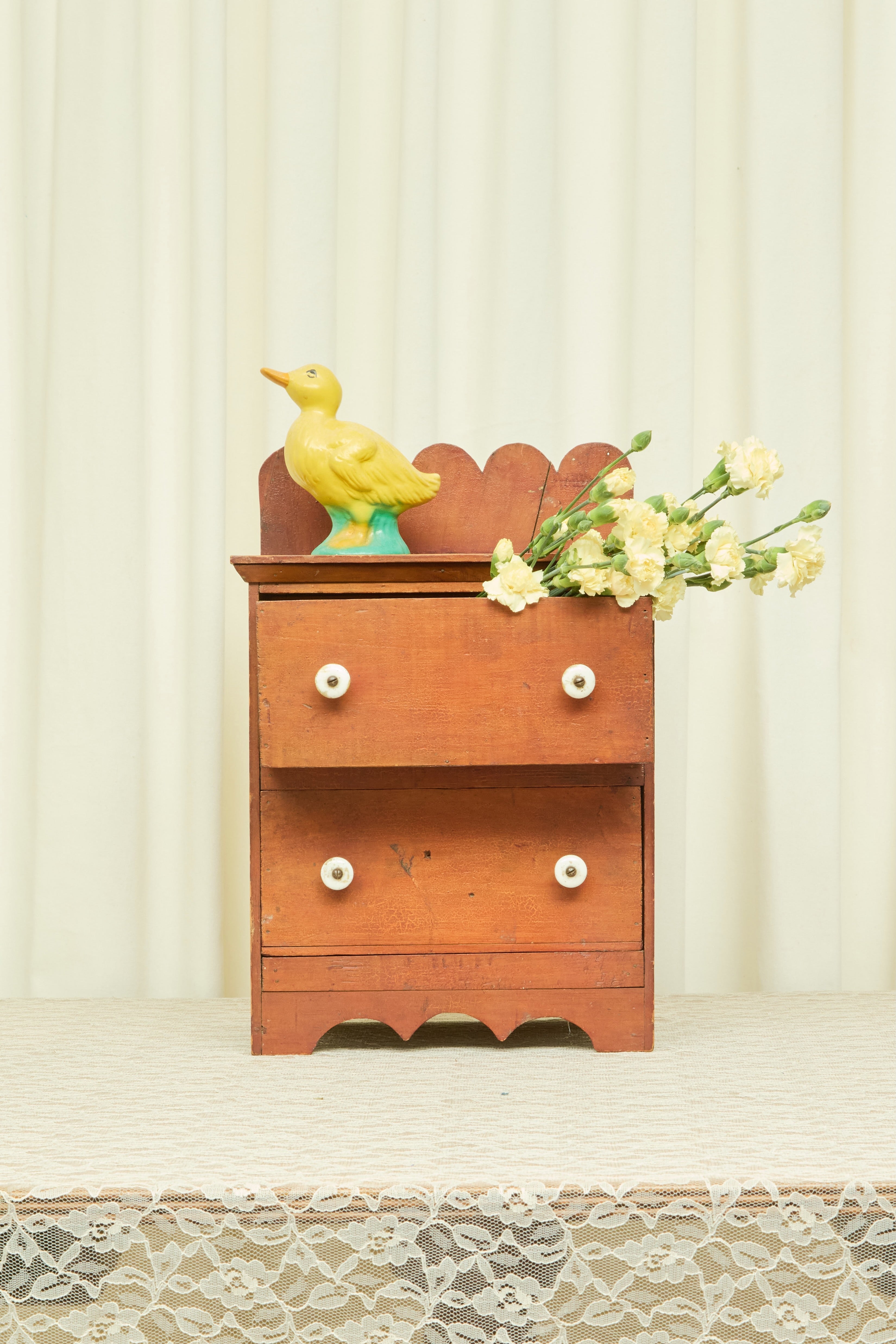 Antique Scalloped Mini Dresser/Jewelry Box