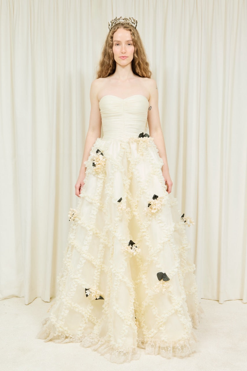Emmeline Strapless Trellis Gown