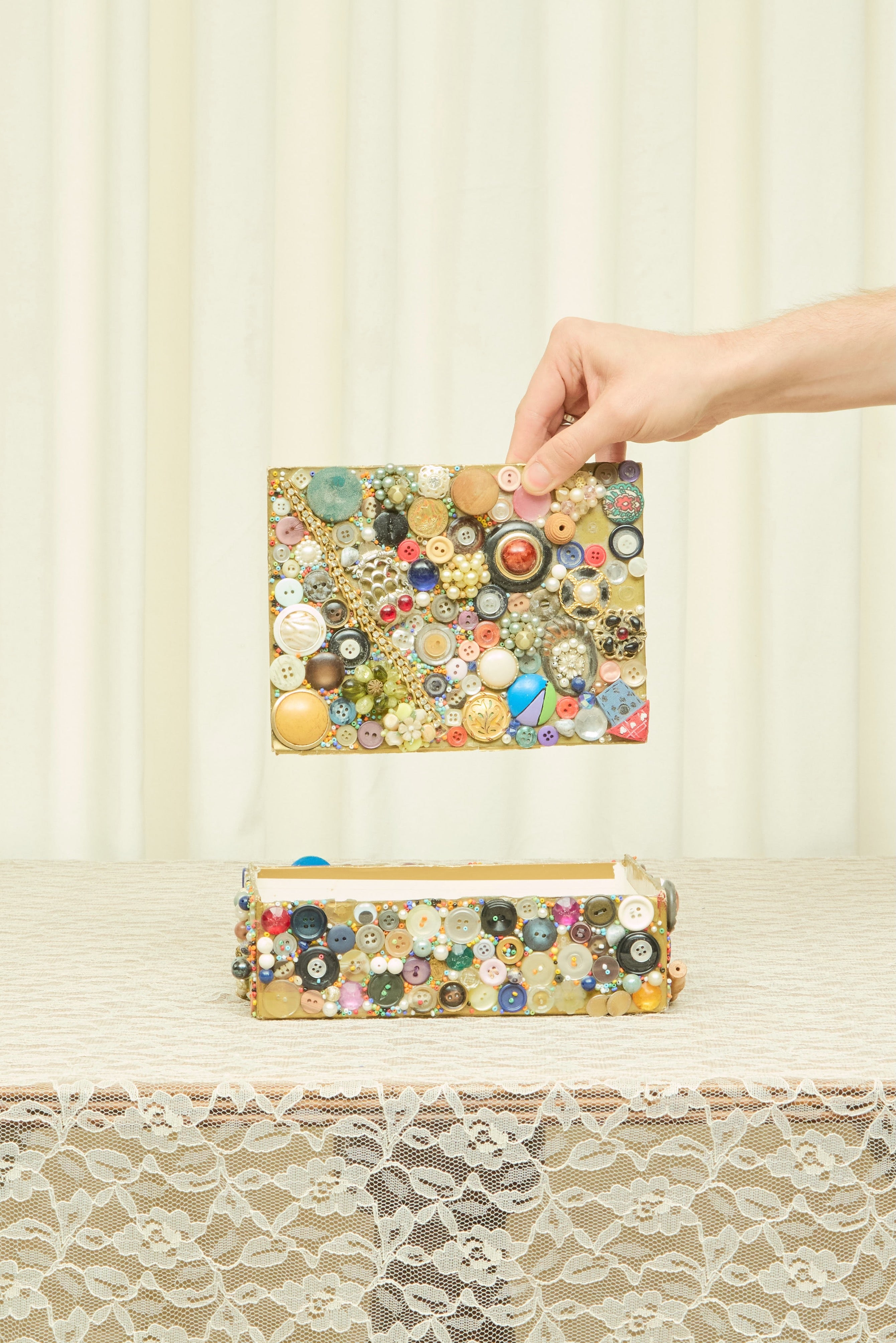 Vintage Button Encrusted Box