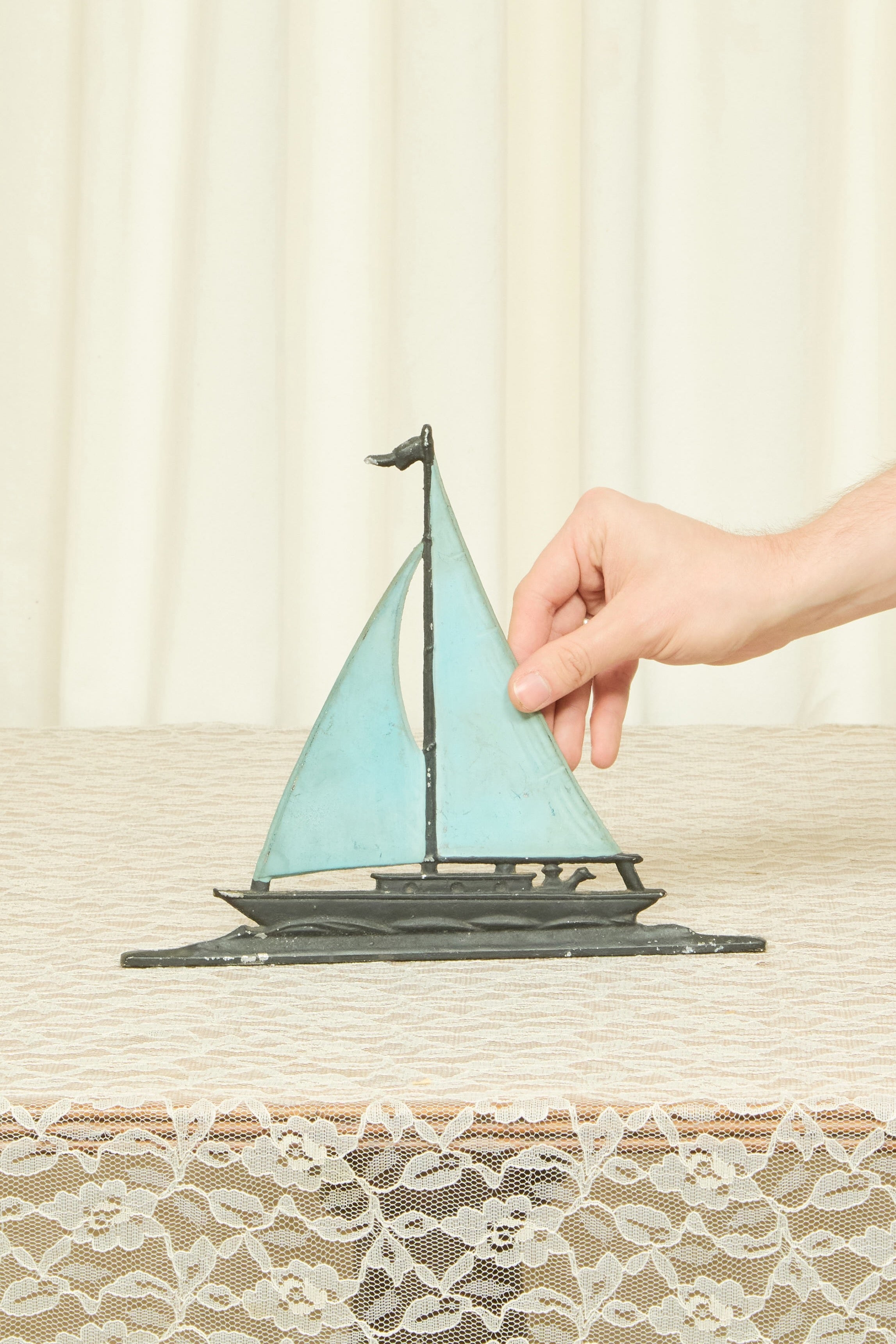 Vintage Cast Iron Sailboat Wall Hanging