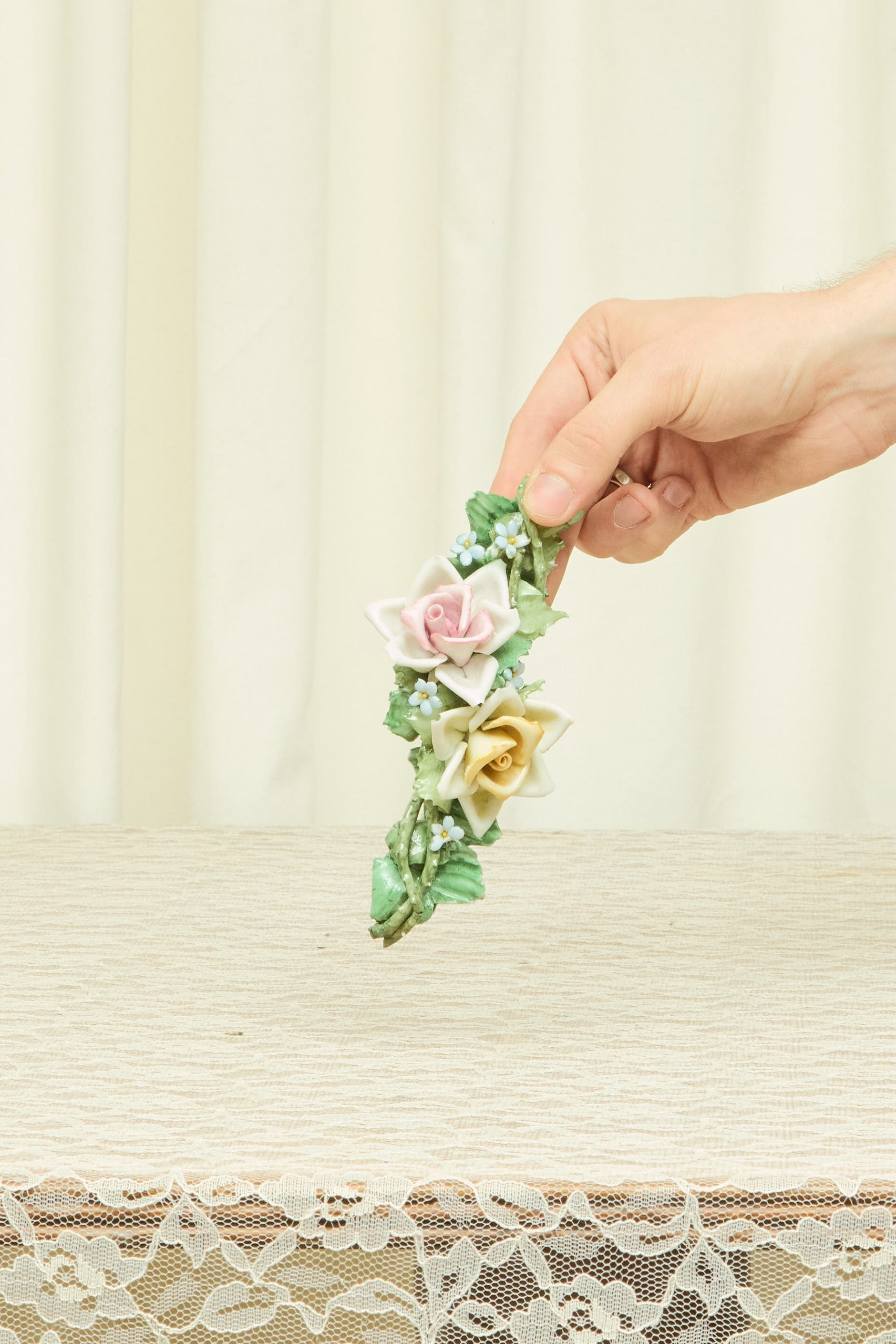 Vintage Ceramic Floral Cluster Decor