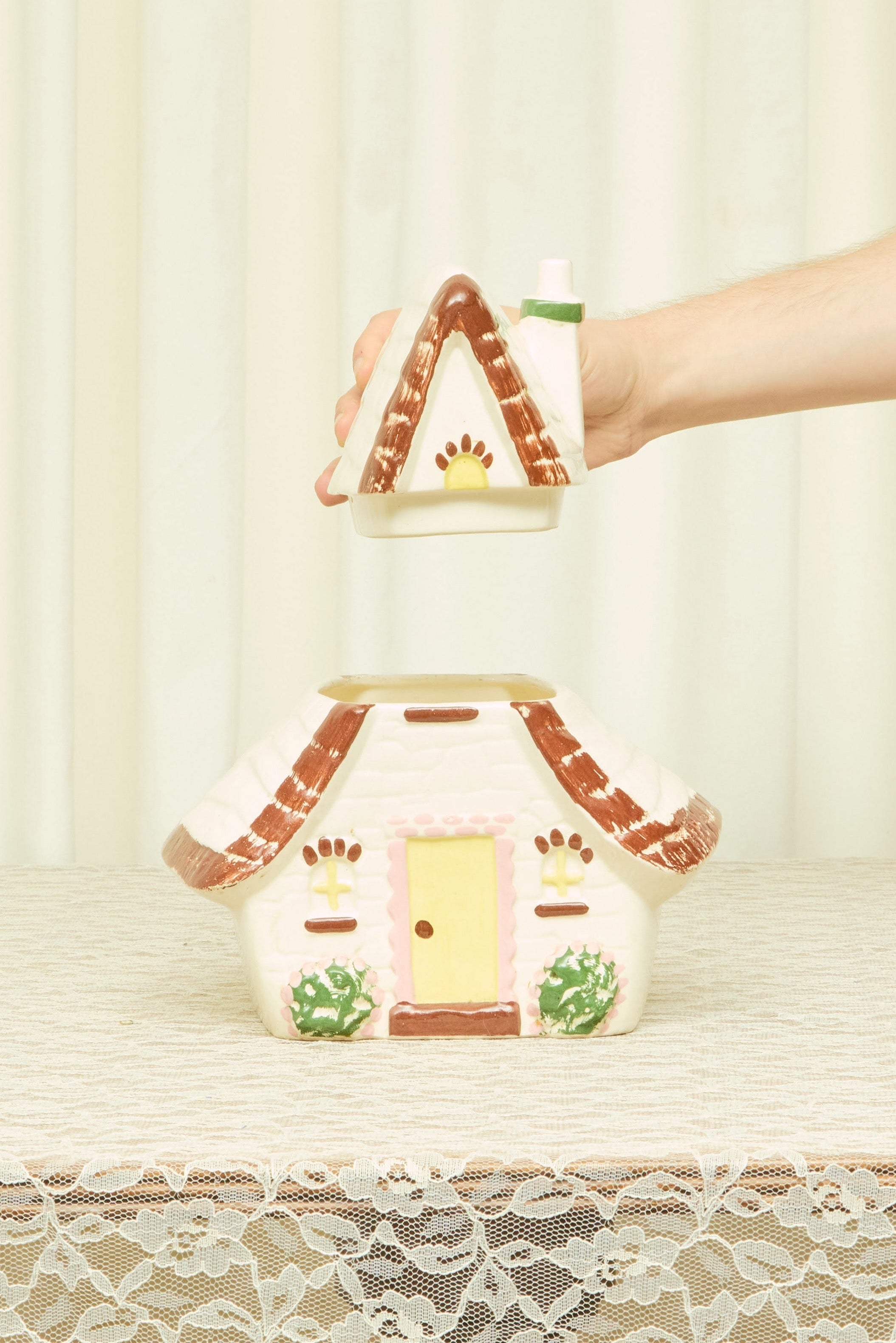 Vintage Ceramic House Cookie Jar (1953)