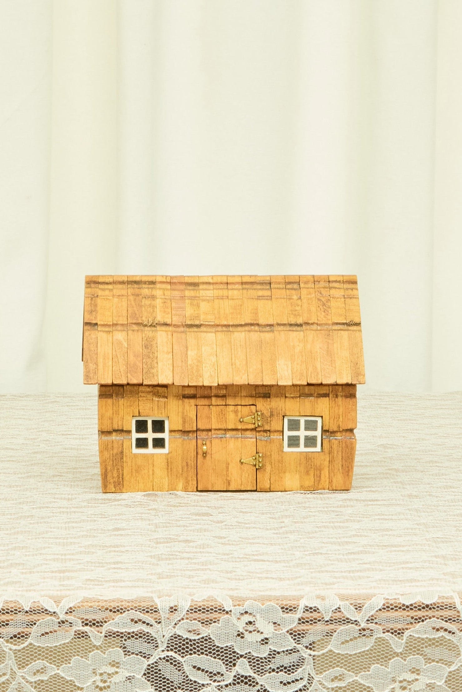 Vintage Clothespin House Trinket Box