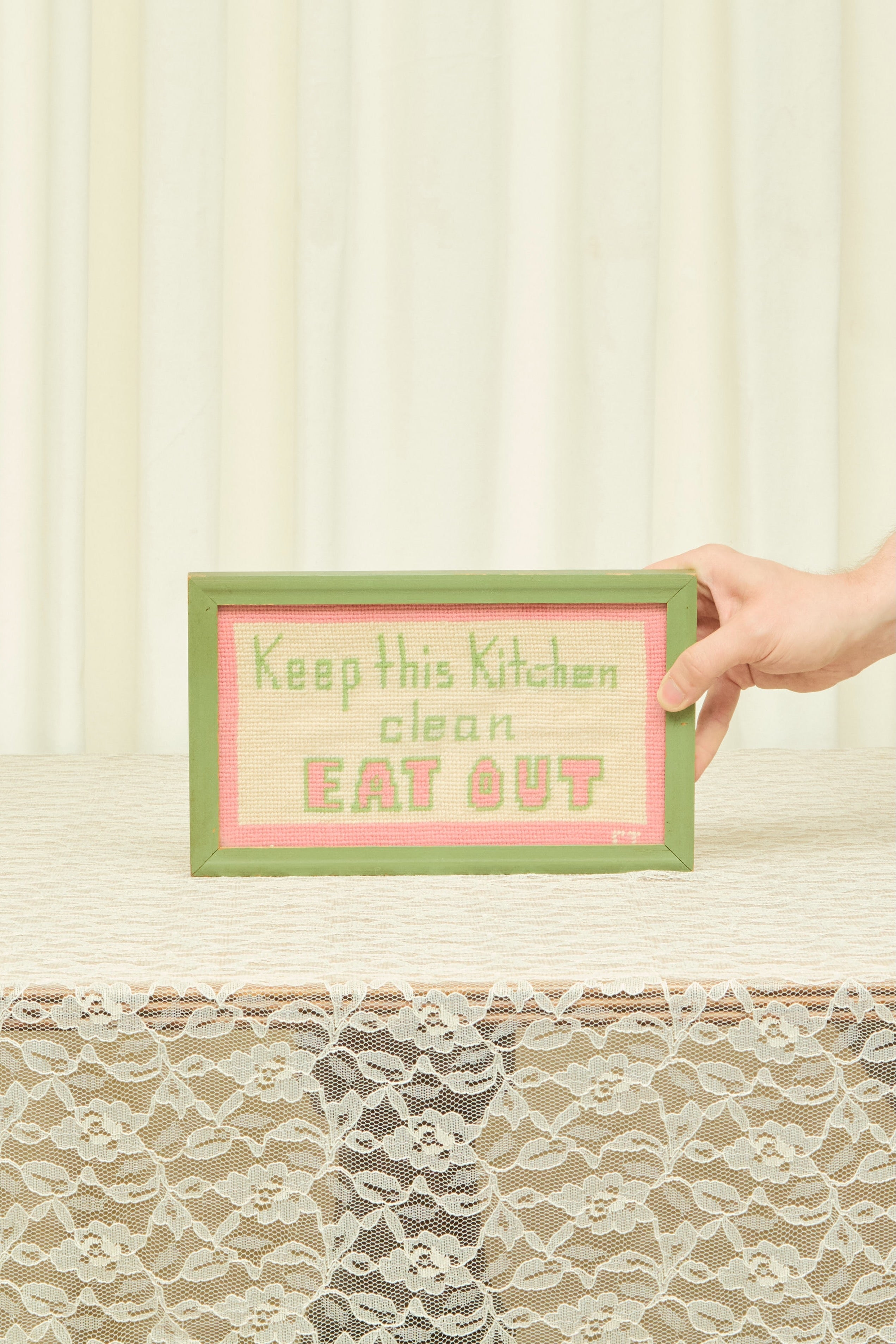 Vintage "Eat Out" Needlepoint