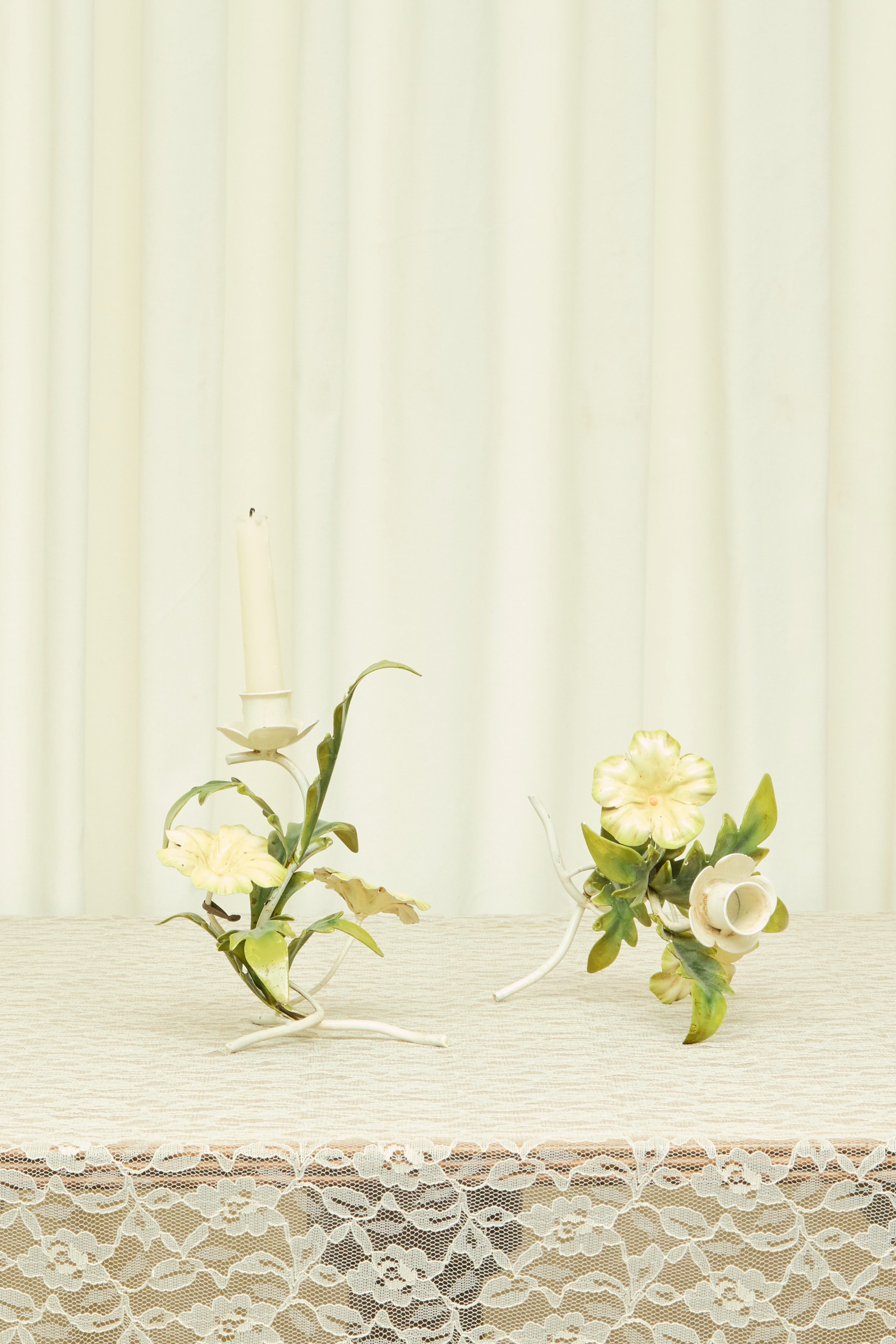 Vintage Flower Candle Holders Set/2