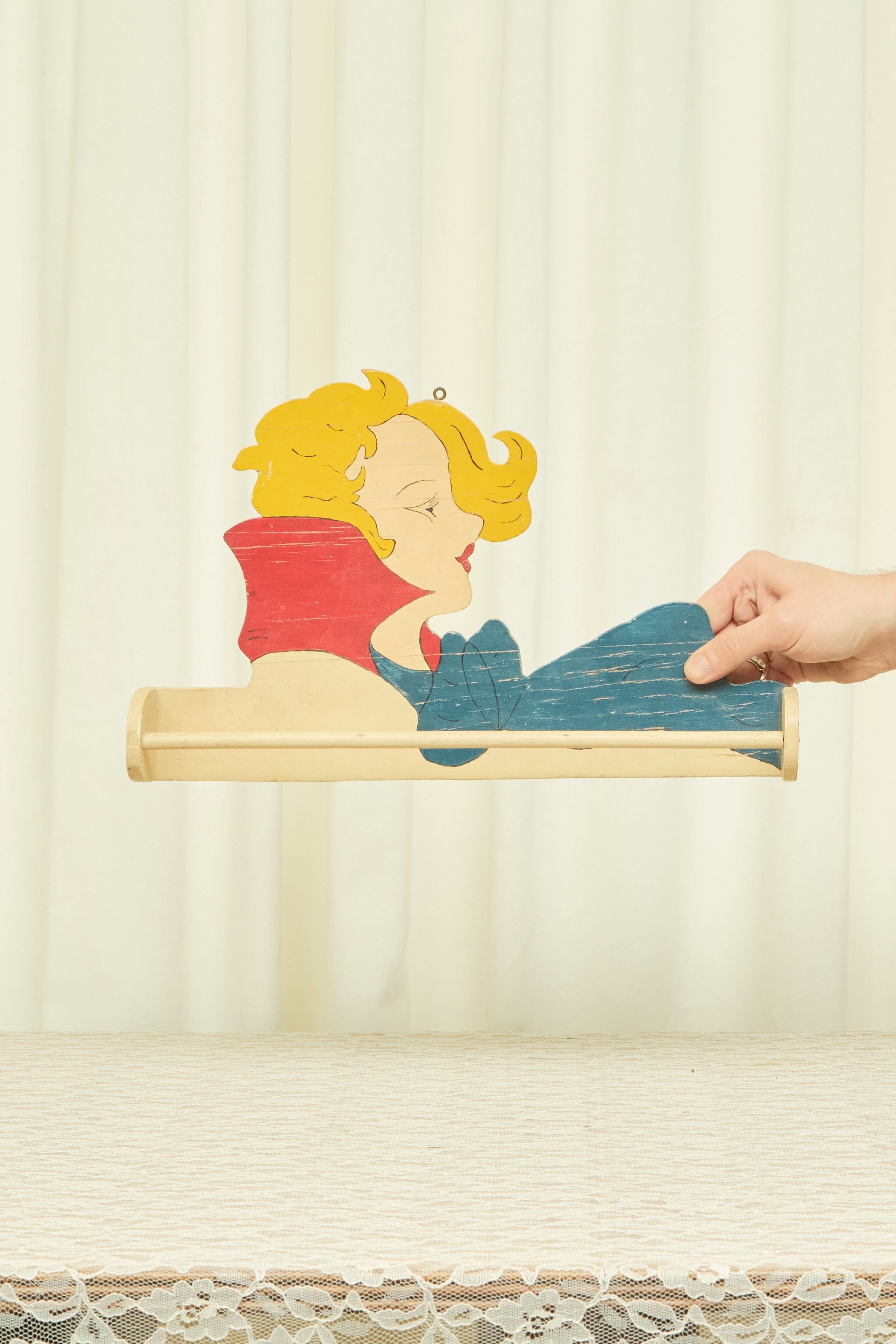 Vintage Folk Art Woman Towel Holder (1938)