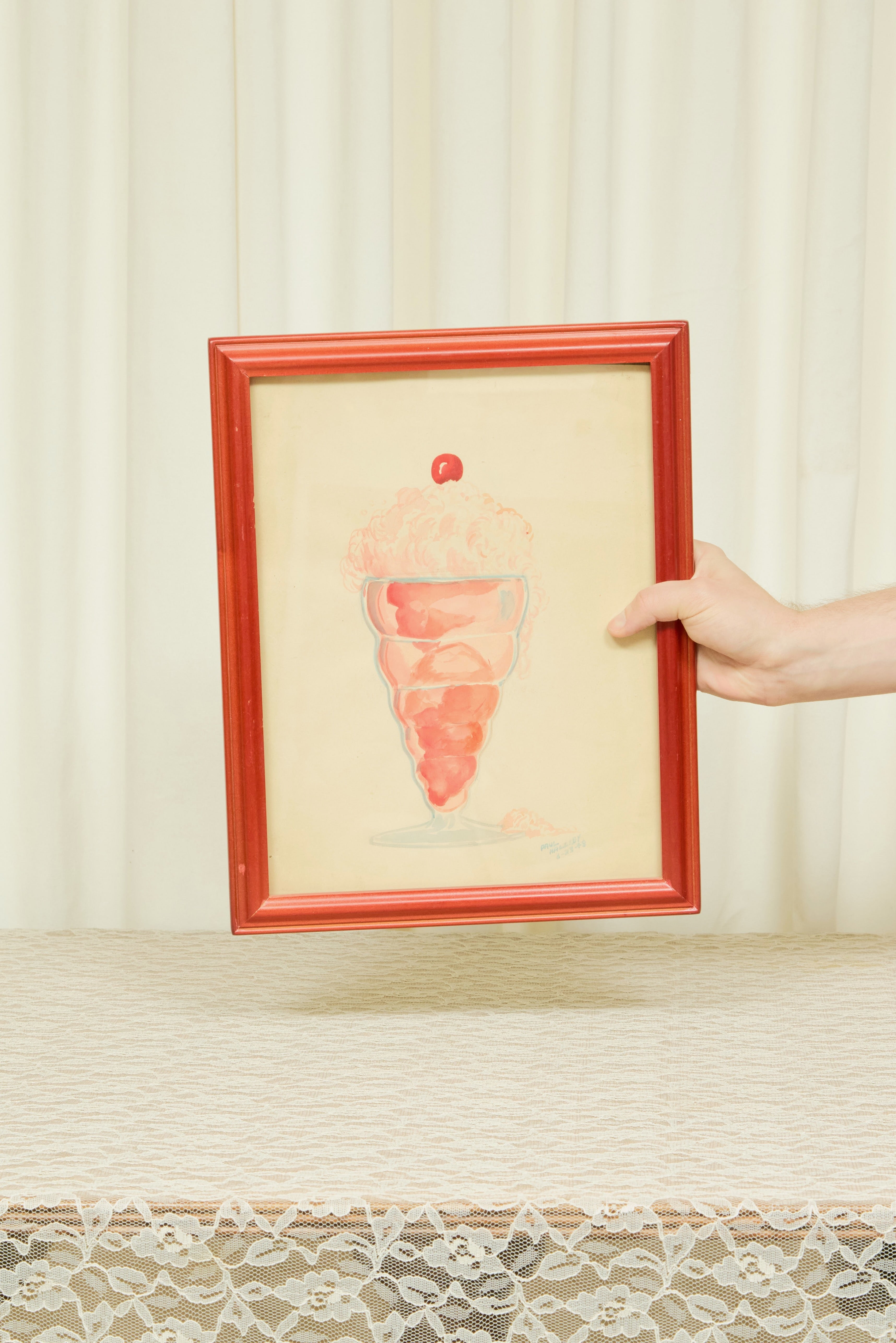 Vintage Ice Cream Sundae Framed Painting