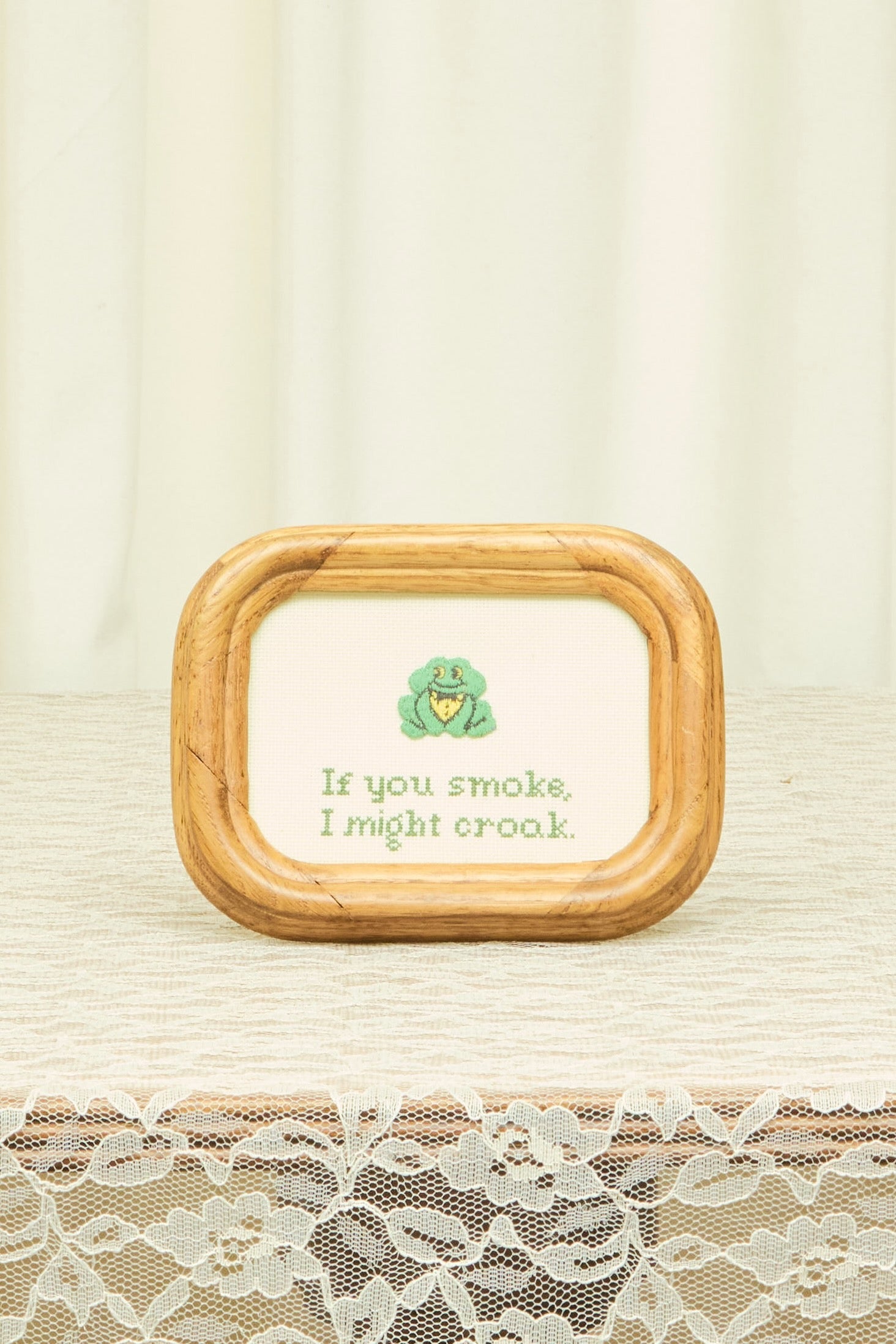 Vintage "If you Smoke I Might Croak" Needlepoint