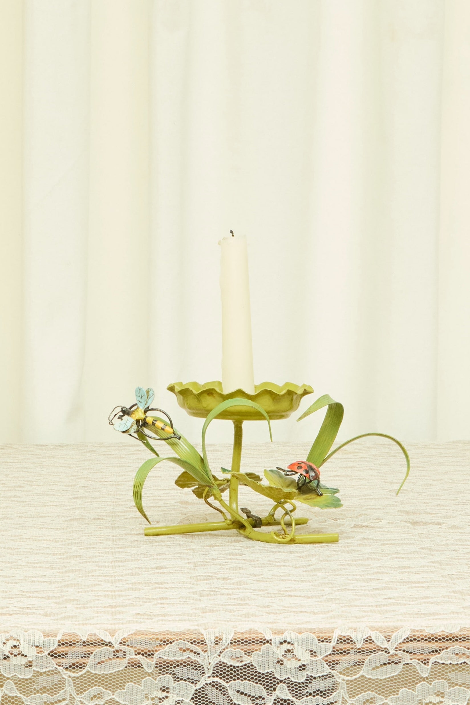 Vintage Metal Dragonfly/Ladybug Candle Holder