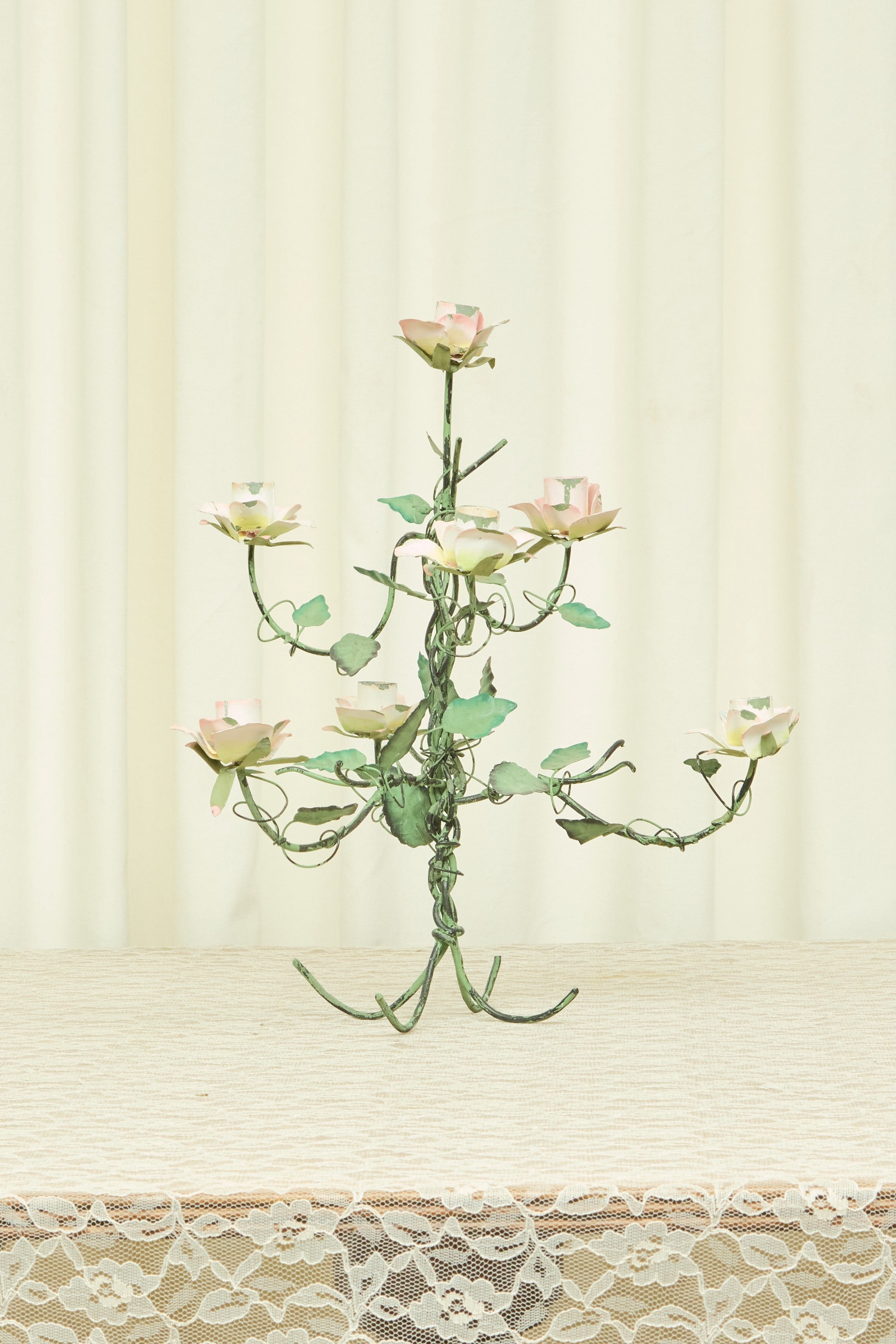 Vintage Metal Flower Candelabra