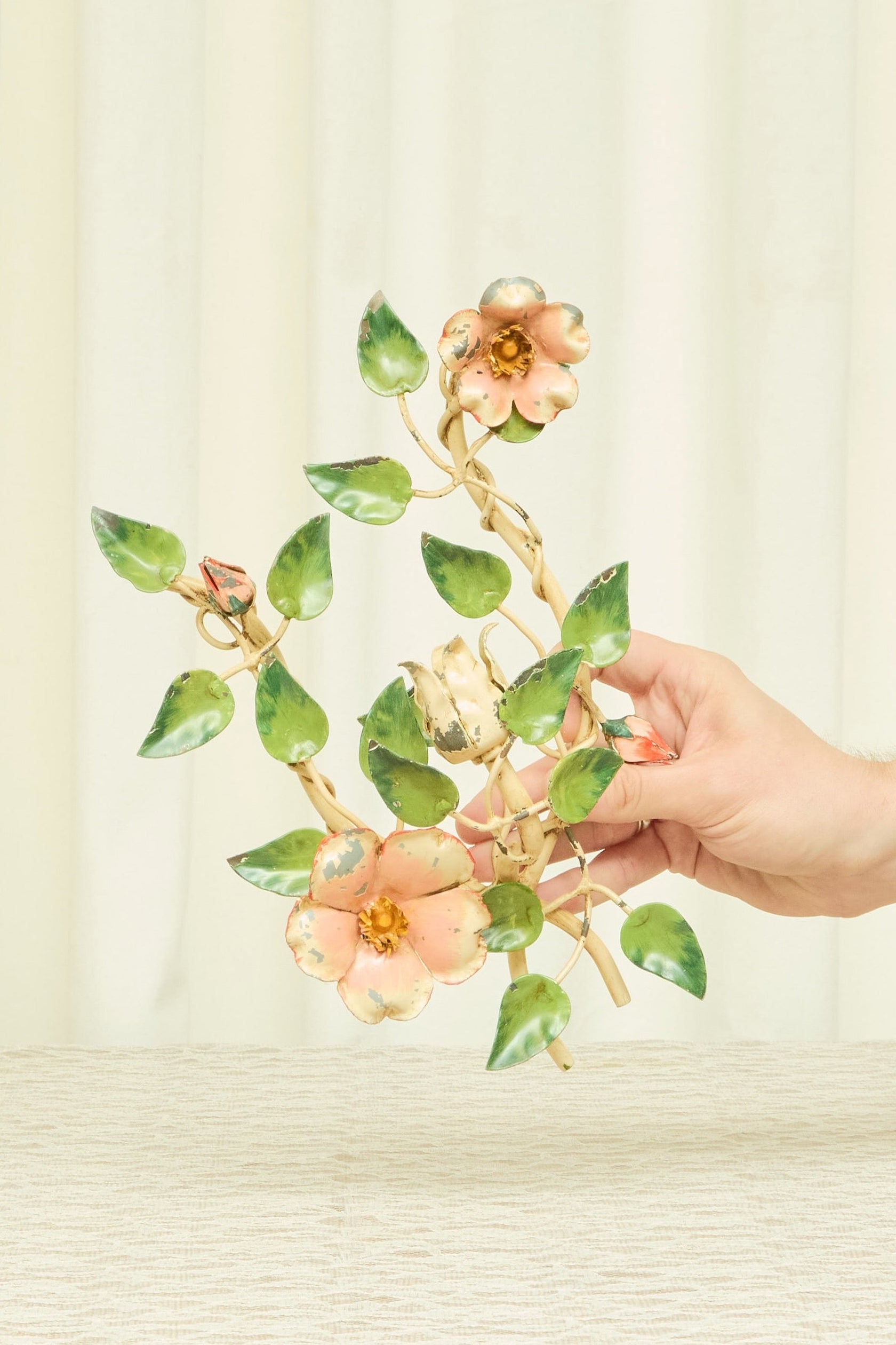 Vintage Metal Flower Wall Sconce