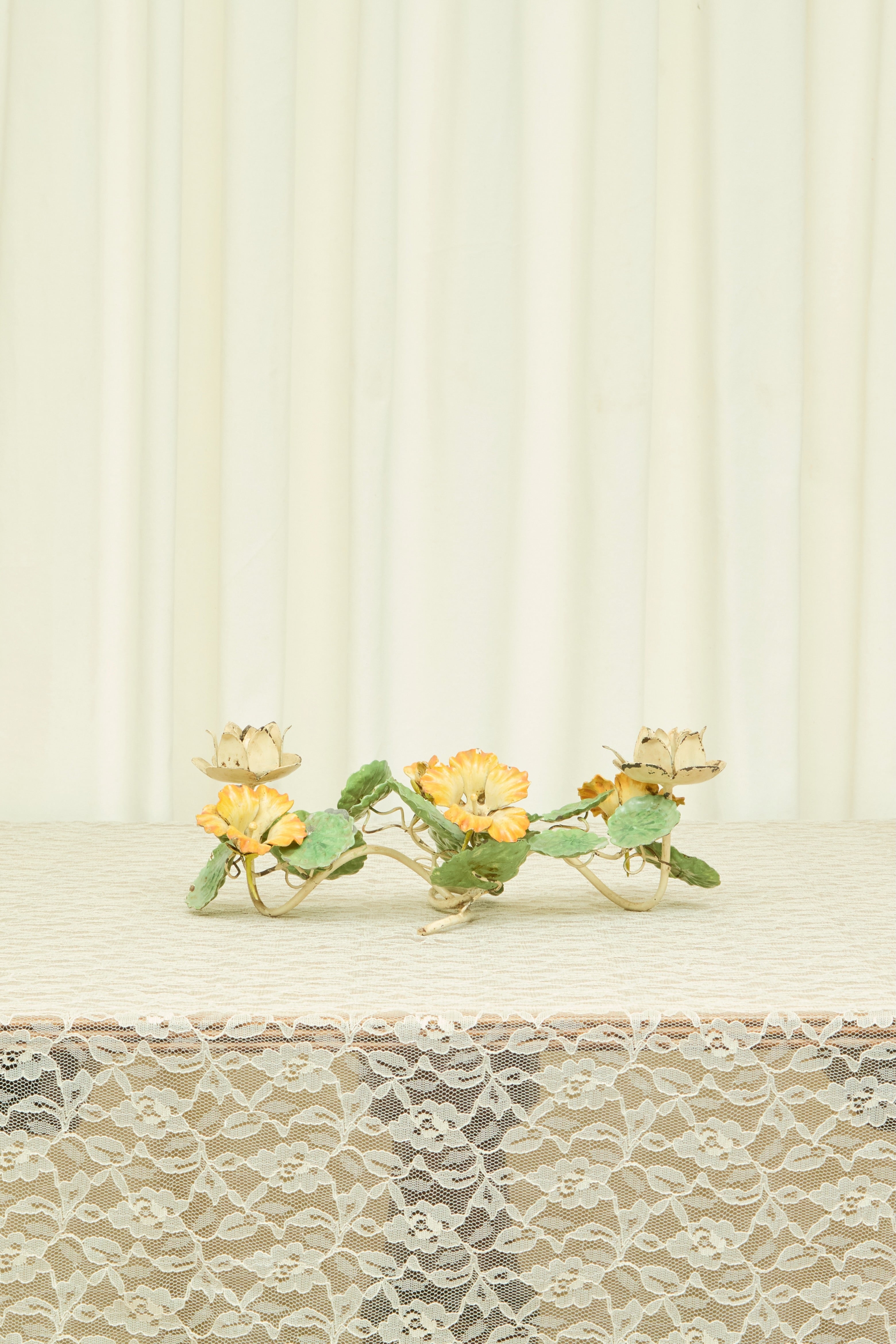 Vintage Metal Nasturtium Candle Holder