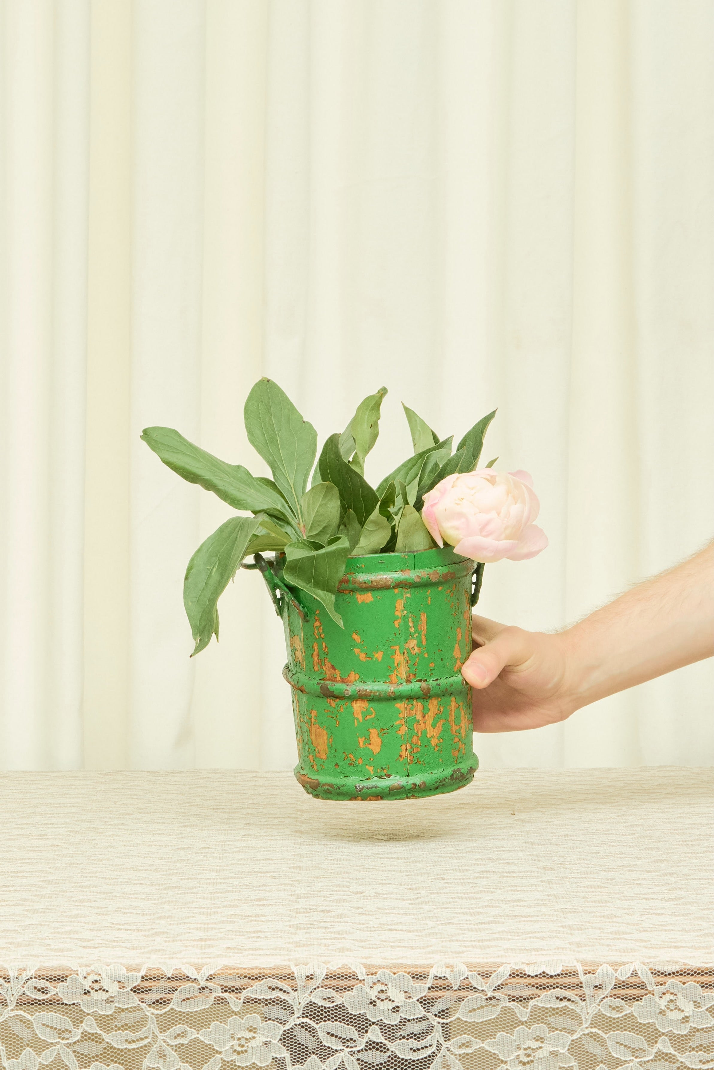 Vintage Painted Rustic Bucket